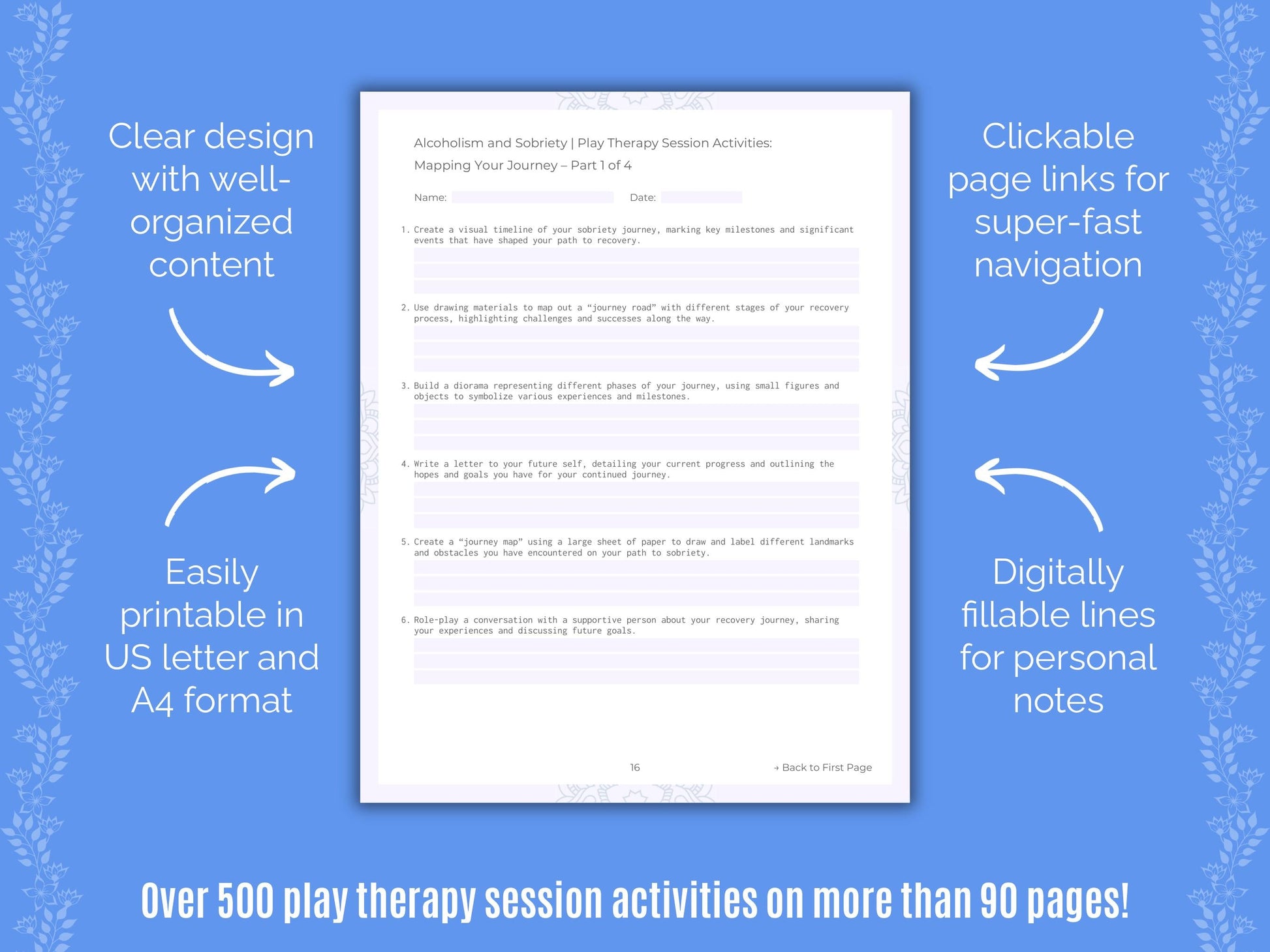 Alcoholism and Sobriety Play Therapy Counseling Templates