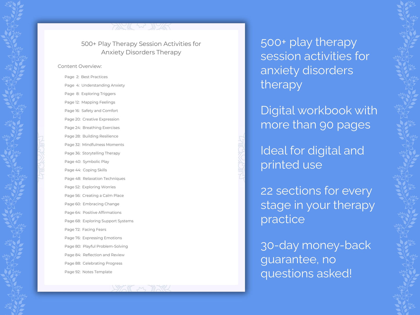 Anxiety Disorders Play Therapy Therapist Worksheets