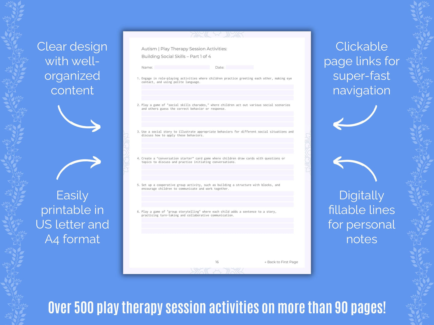 Autism Spectrum Disorder Play Therapy Counseling Templates