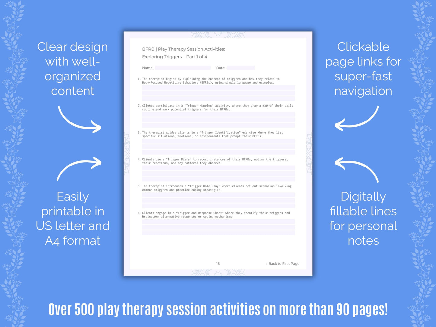 Body-Focused Repetitive Behavior (BFRB) Play Therapy Counseling Templates