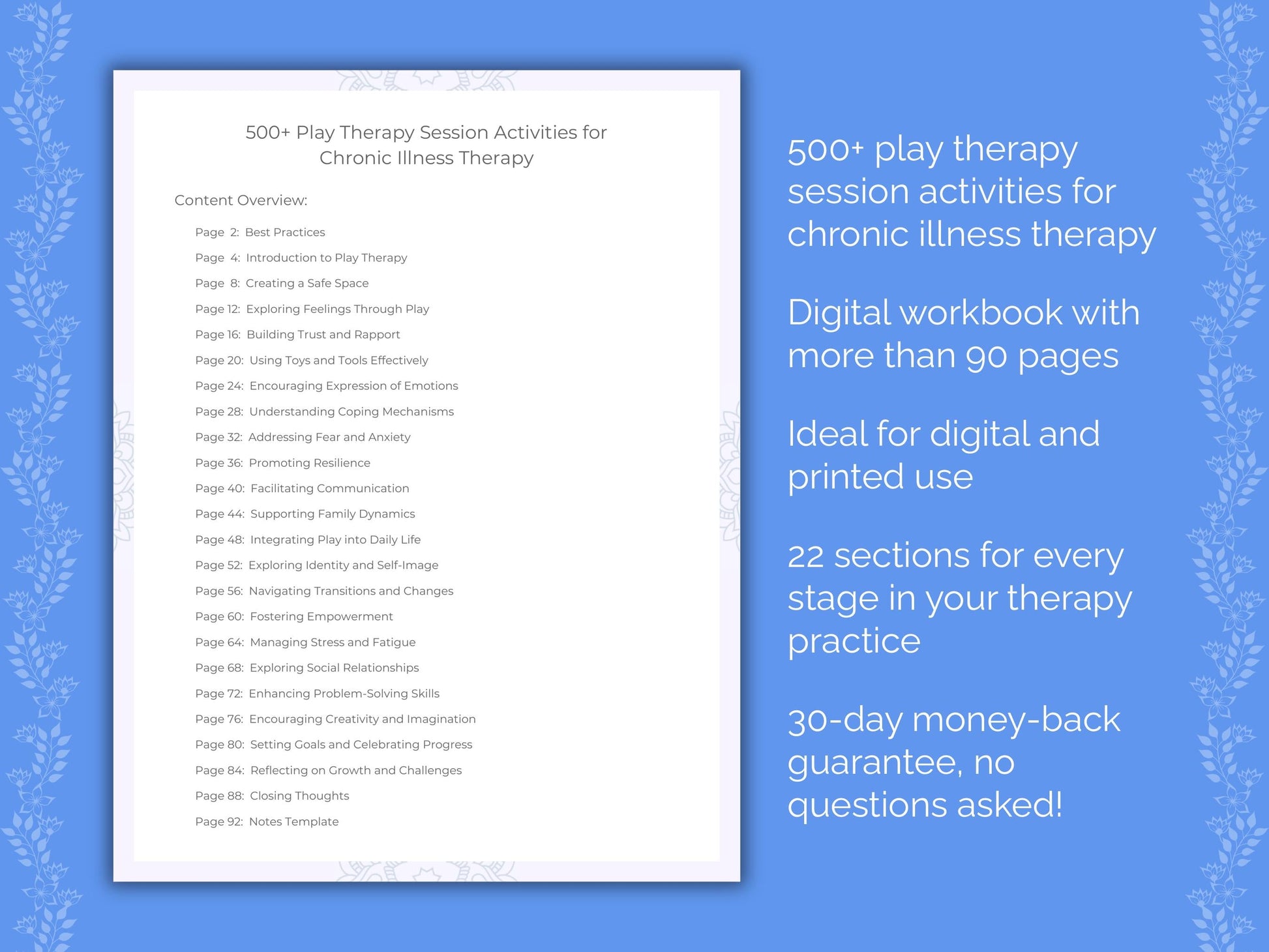 Chronic Illness Play Therapy Therapist Worksheets