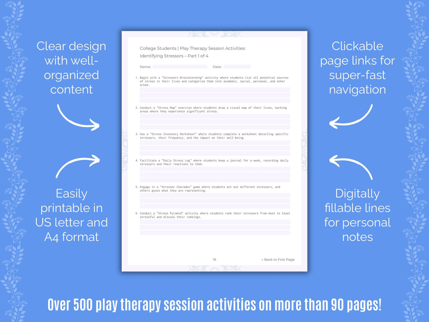 College Students Play Therapy Counseling Templates