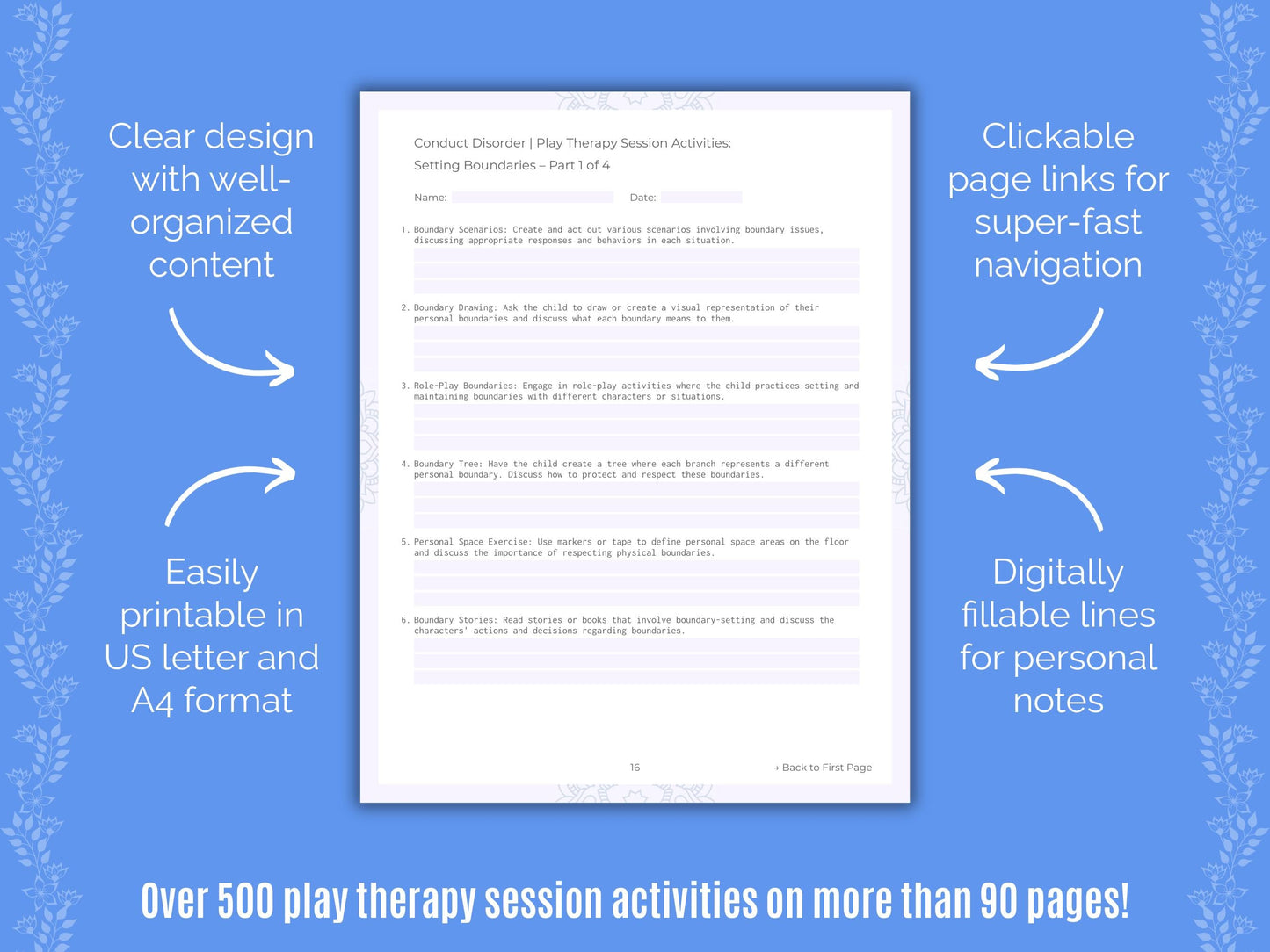 Conduct Disorder Play Therapy Counseling Templates