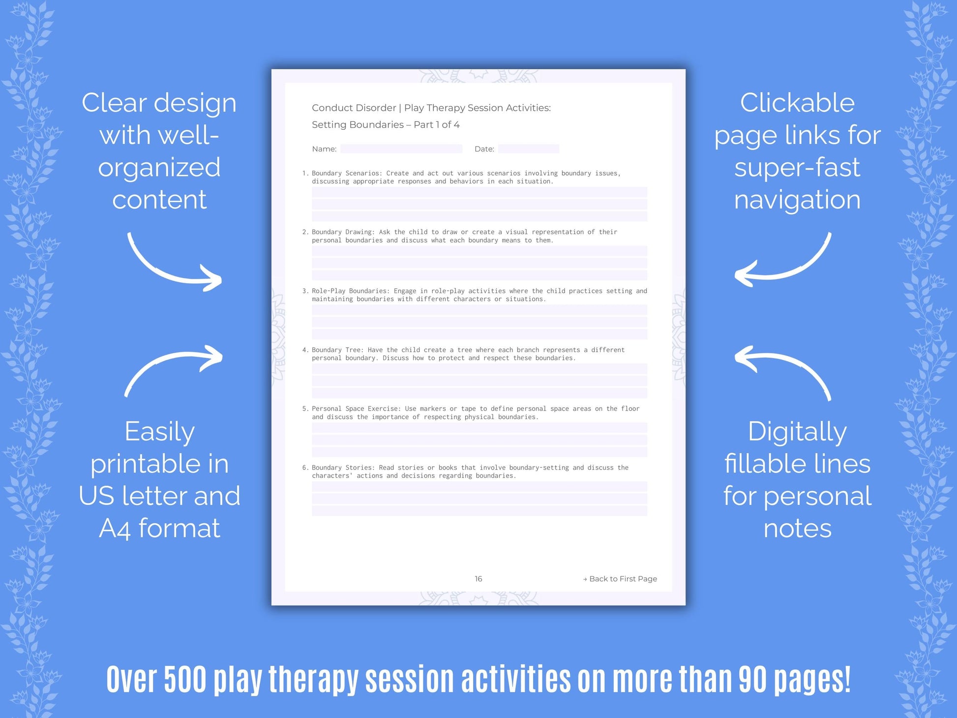 Conduct Disorder Play Therapy Counseling Templates