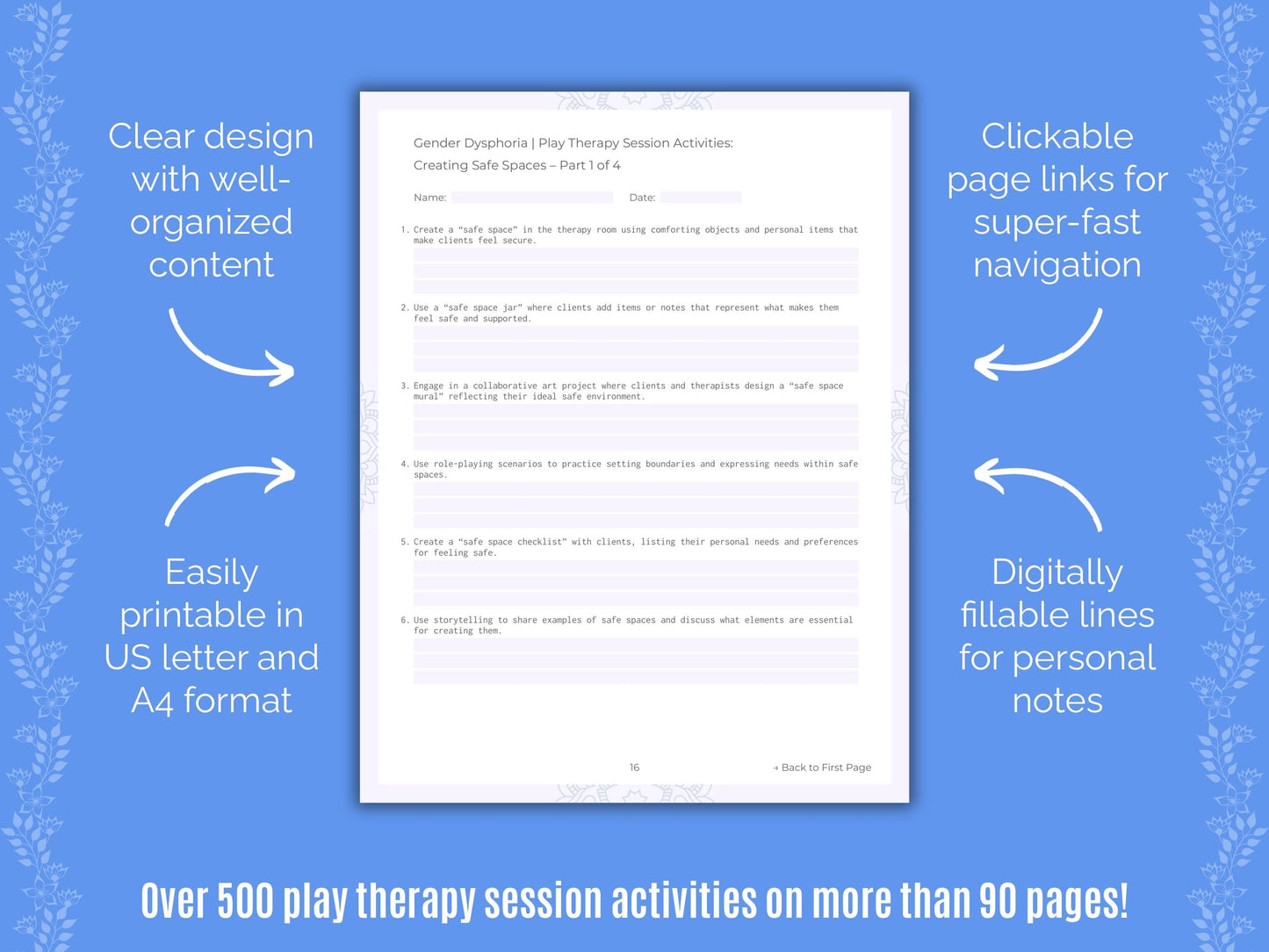 Gender Dysphoria Play Therapy Counseling Templates