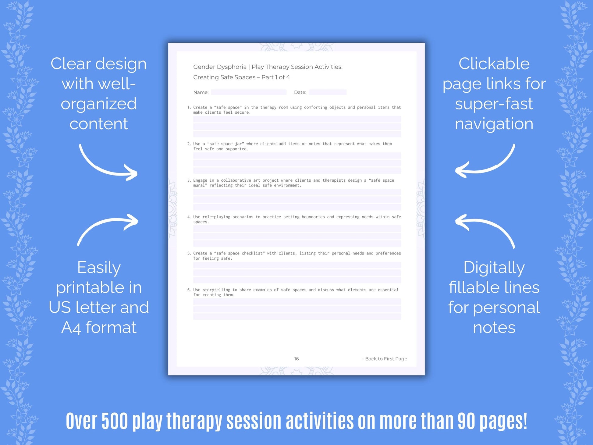 Gender Dysphoria Play Therapy Counseling Templates
