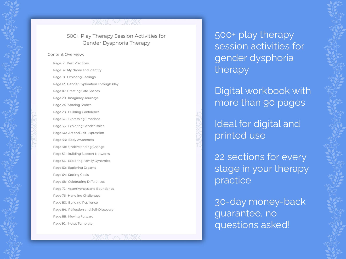 Gender Dysphoria Play Therapy Therapist Worksheets
