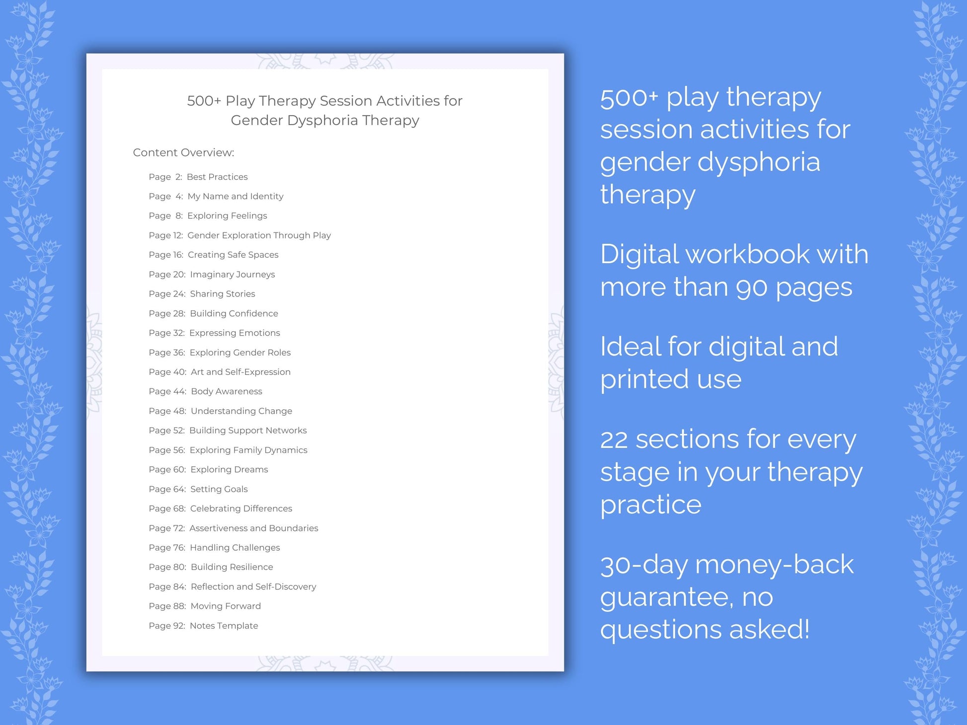 Gender Dysphoria Play Therapy Therapist Worksheets