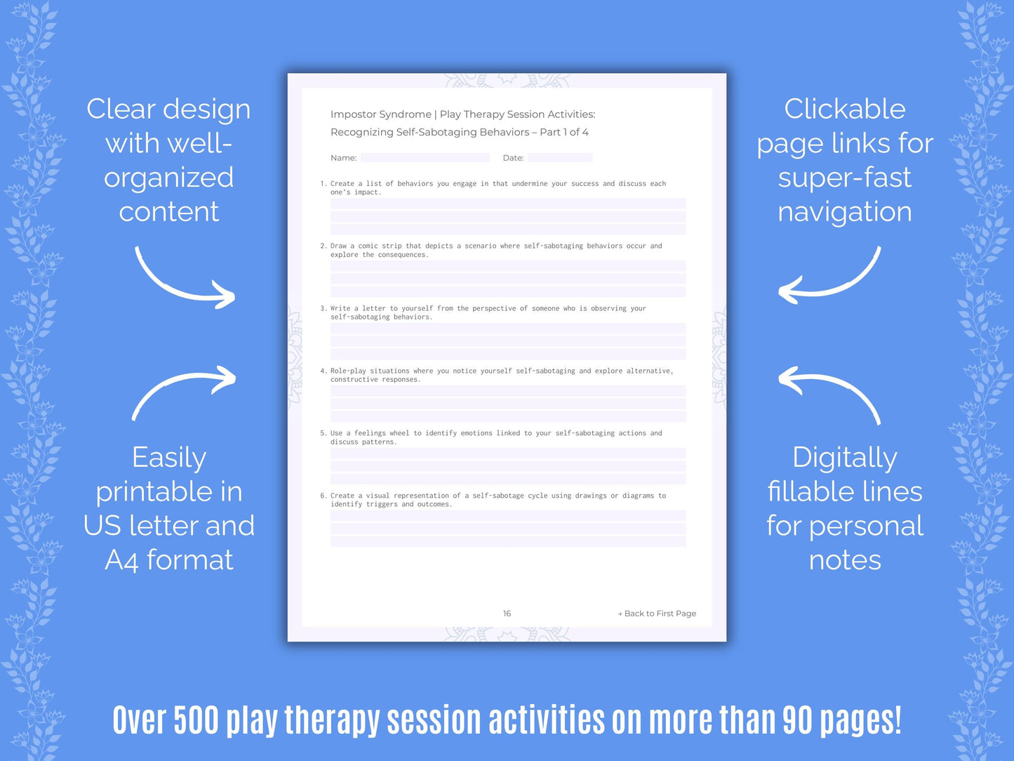 Impostor Syndrome Play Therapy Counseling Templates