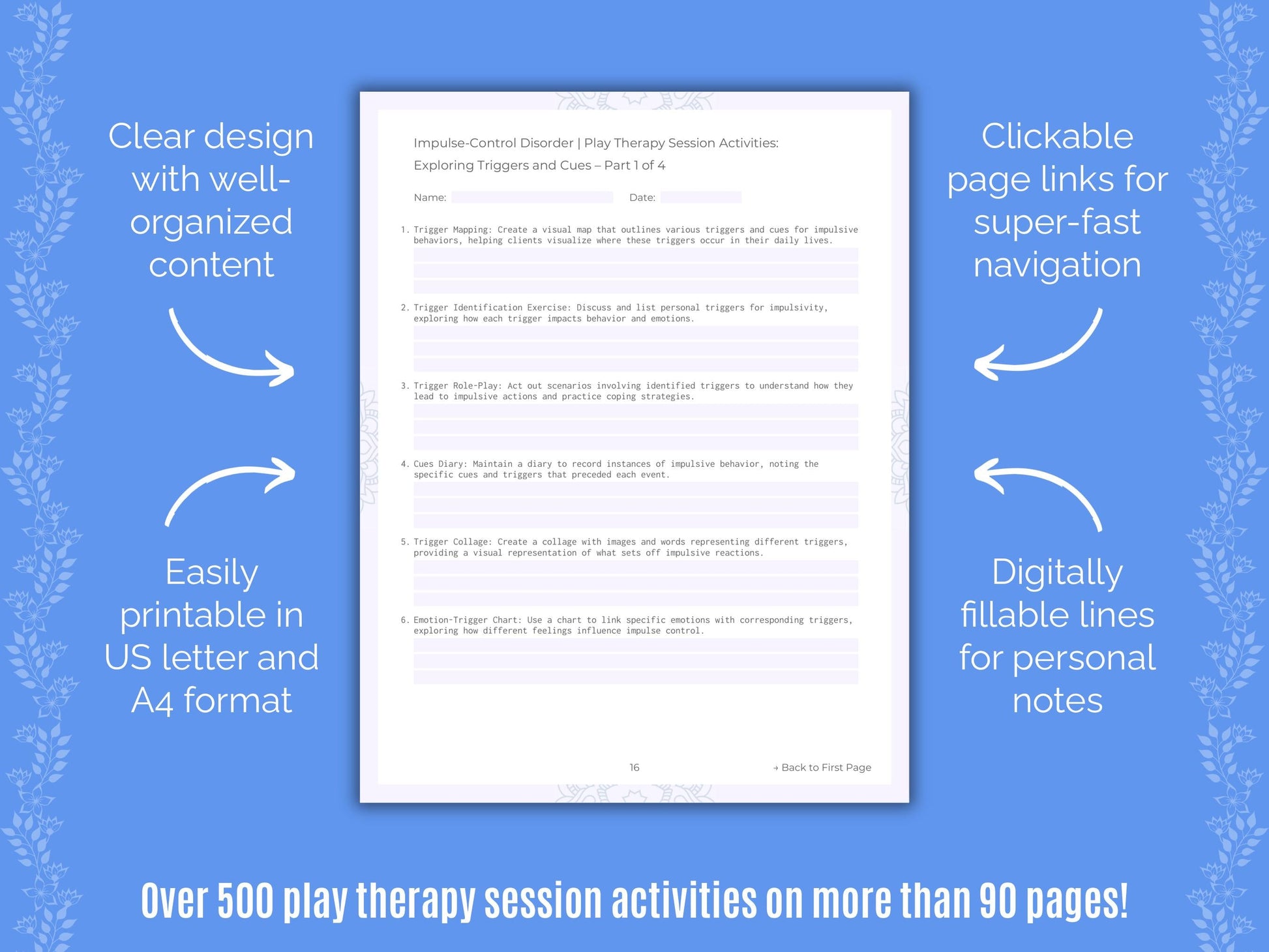 Impulse-Control Disorder (ICD) Play Therapy Counseling Templates