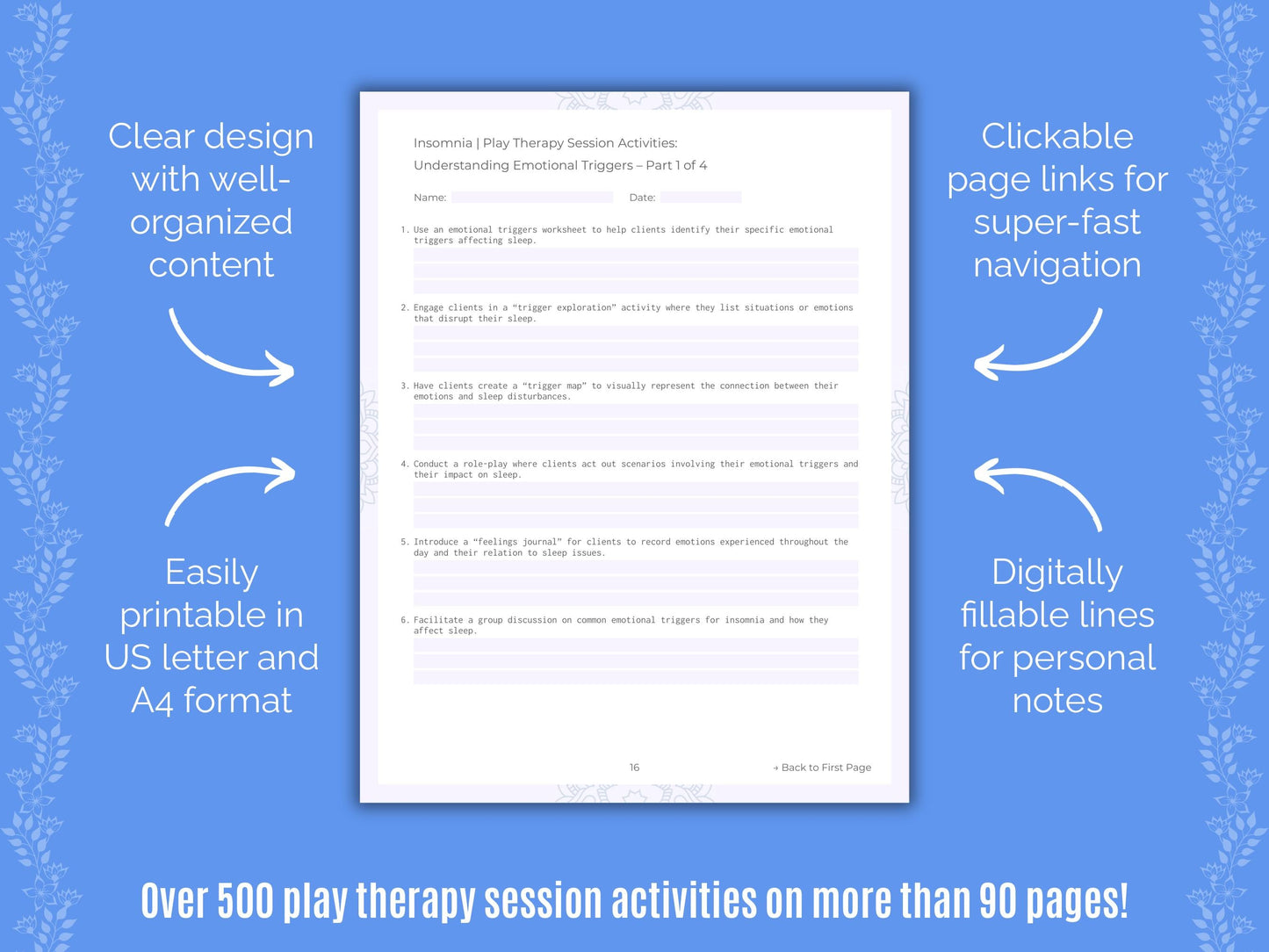 Insomnia Play Therapy Counseling Templates