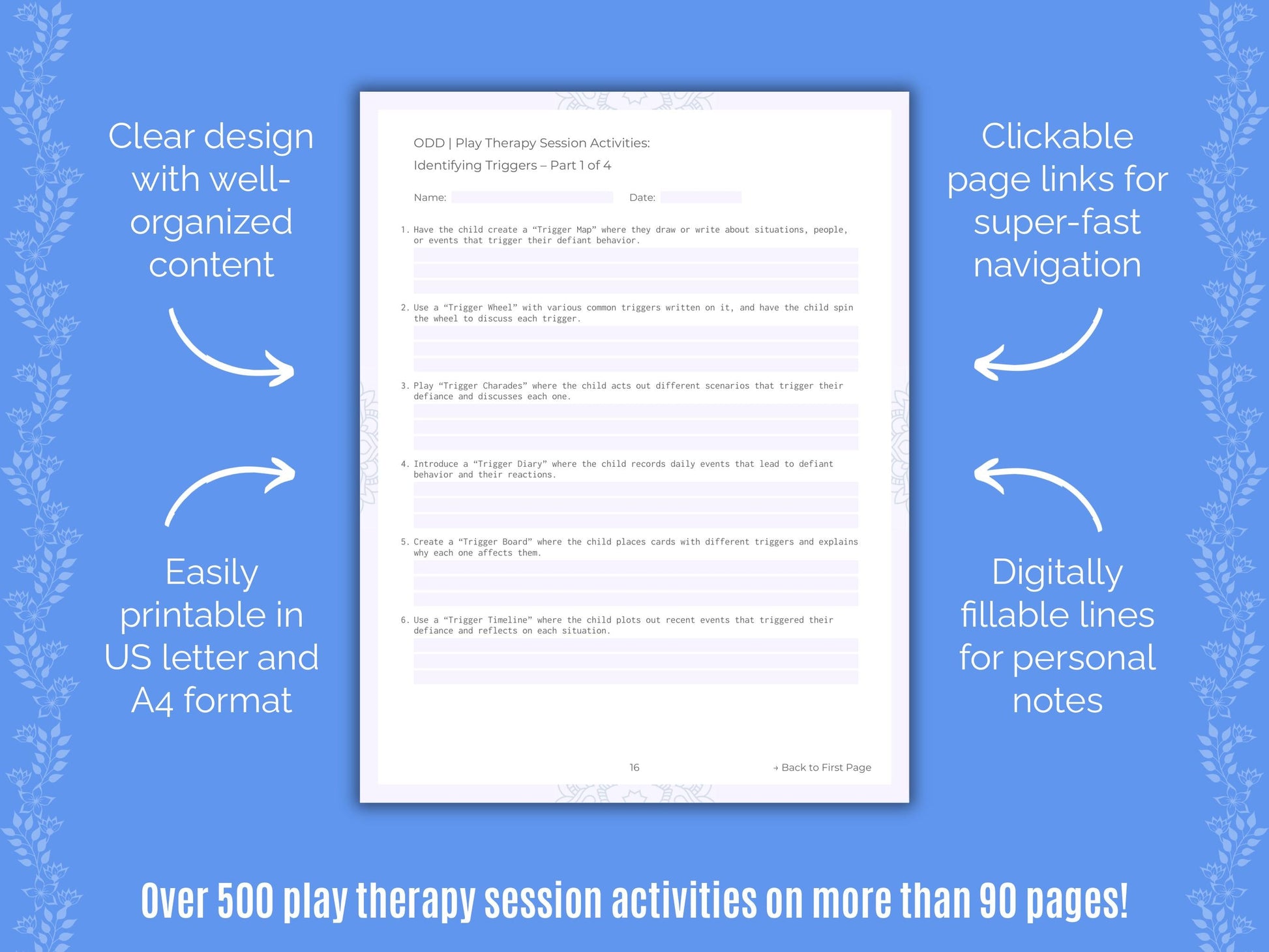 Oppositional Defiant Disorder (ODD) Play Therapy Counseling Templates