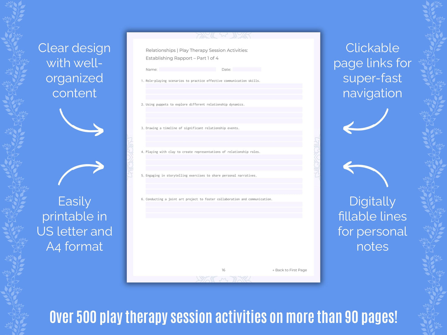 Relationships Play Therapy Counseling Templates