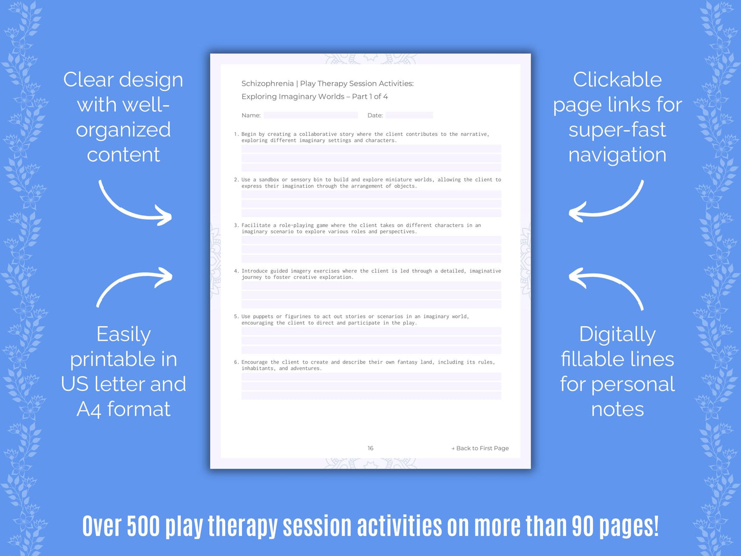 Schizophrenia Play Therapy Counseling Templates