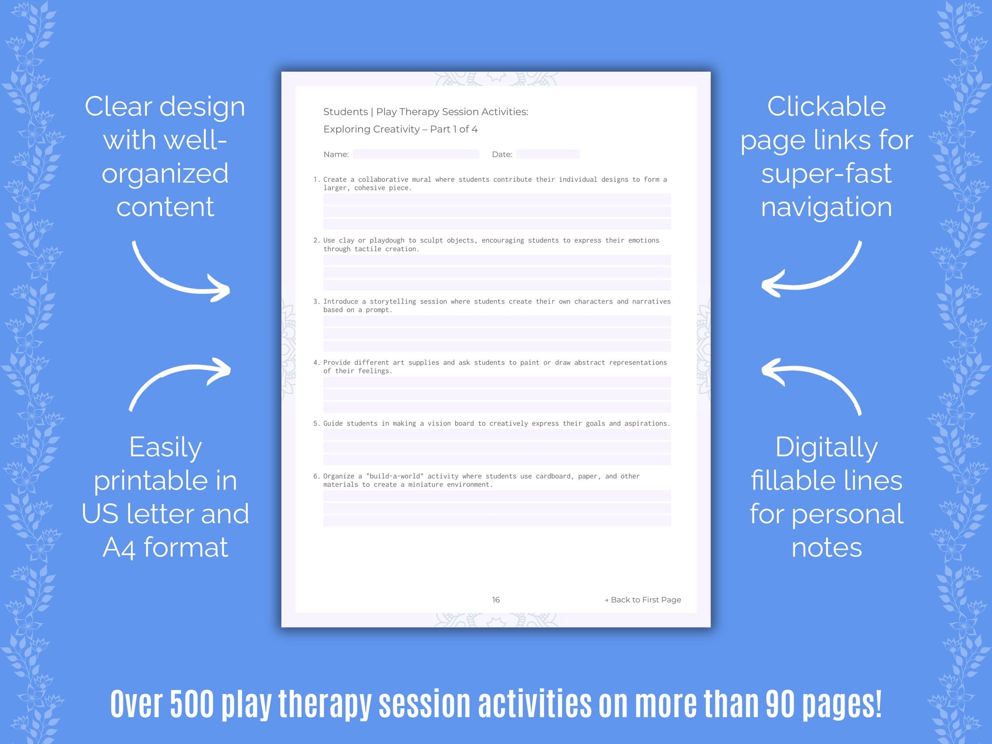 Students Play Therapy Counseling Templates