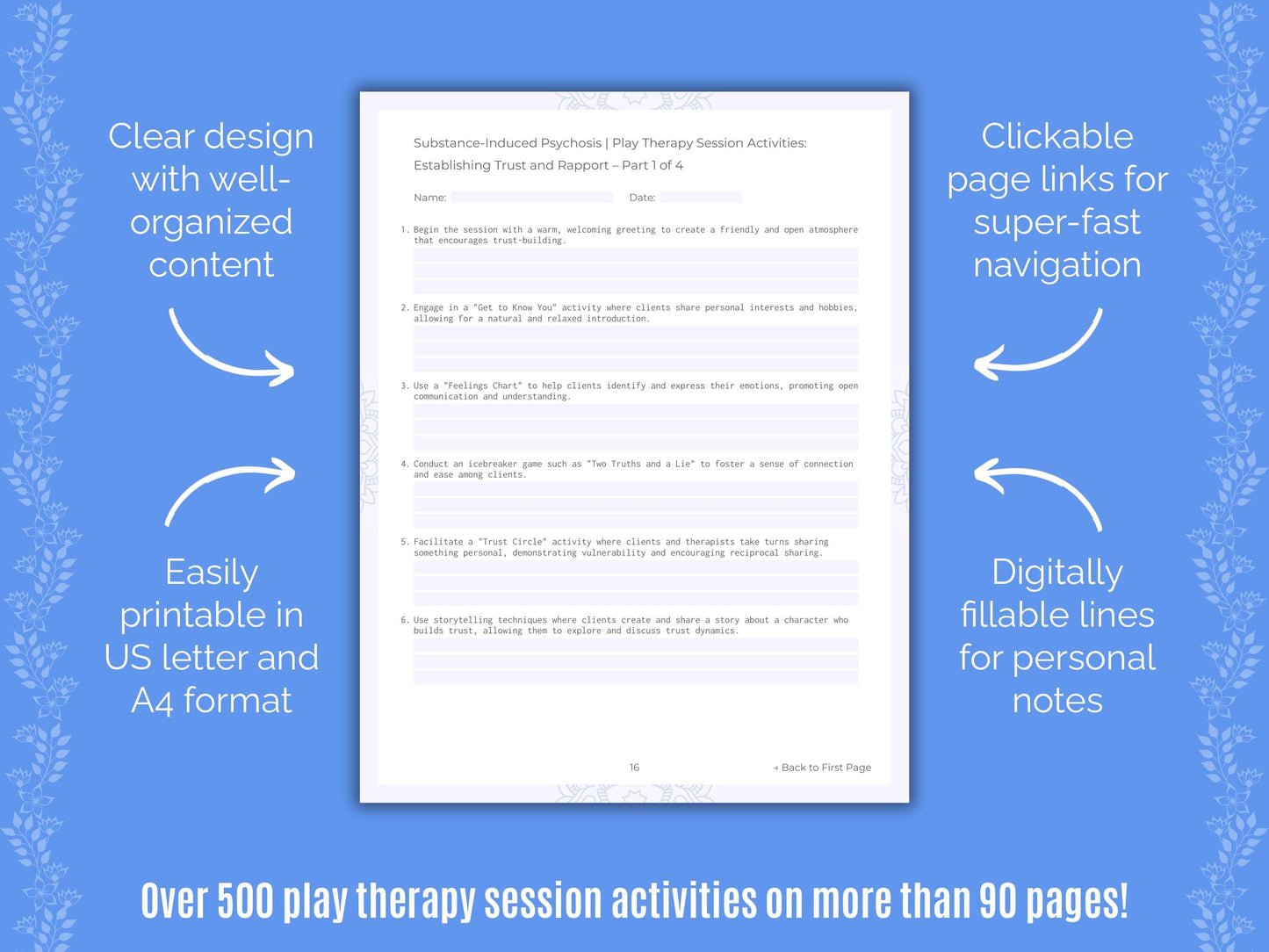 Substance-Induced Psychosis Play Therapy Counseling Templates