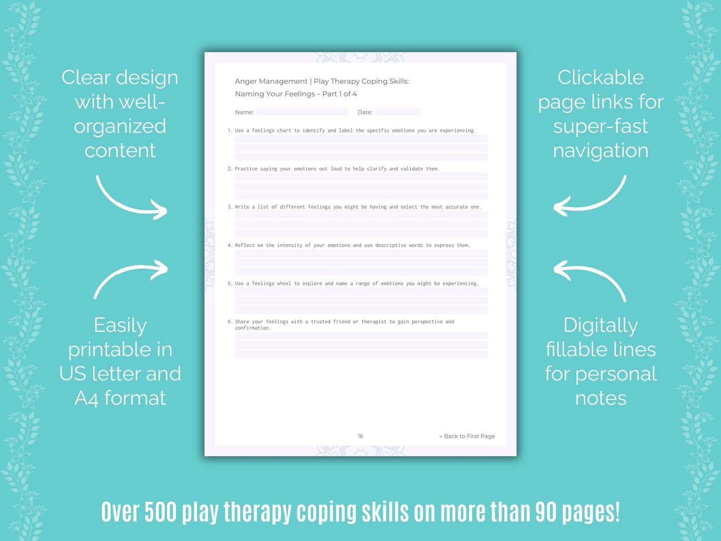 Anger Management Play Therapy Counseling Templates