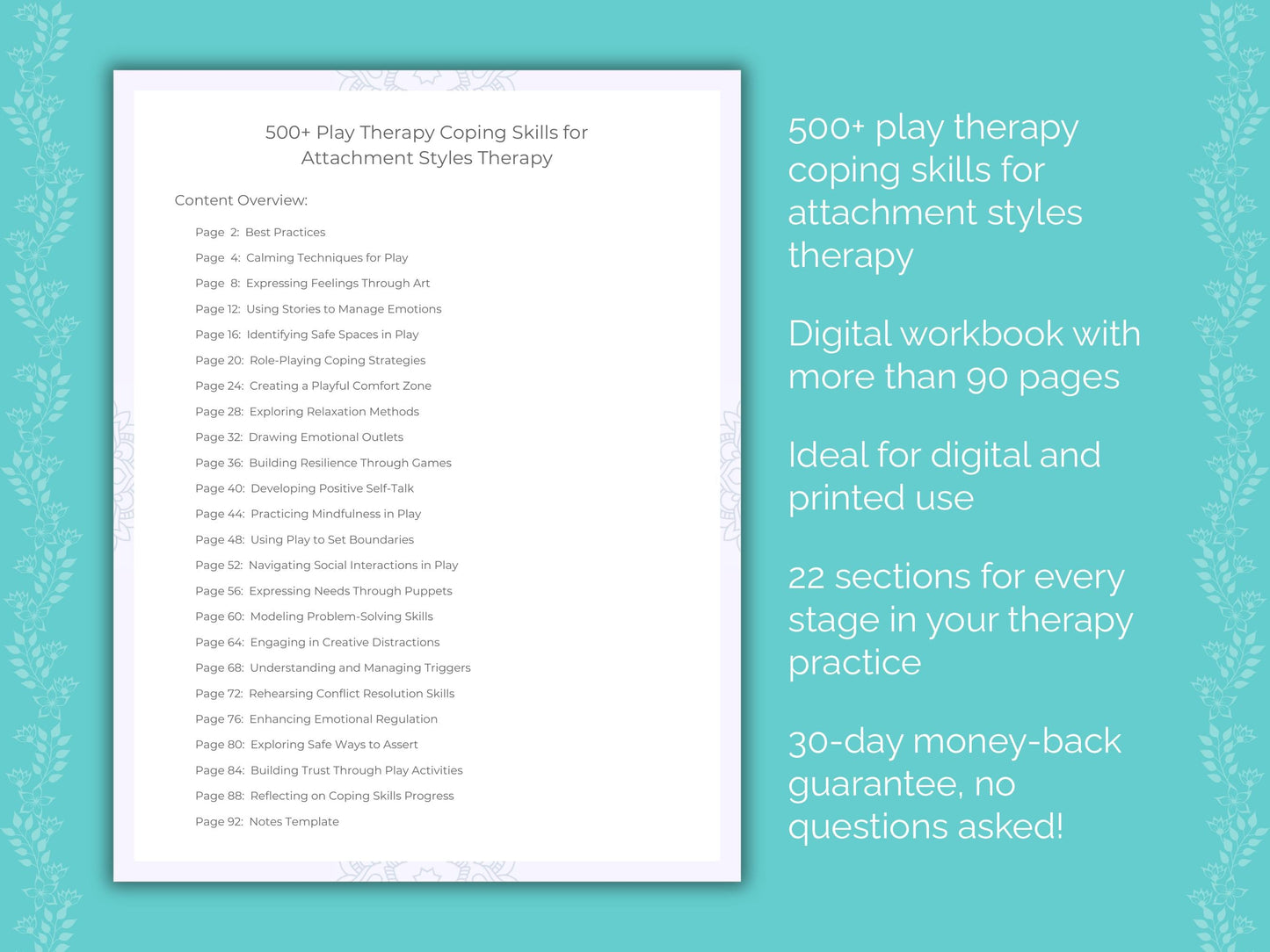 Attachment Styles Play Therapy Therapist Worksheets