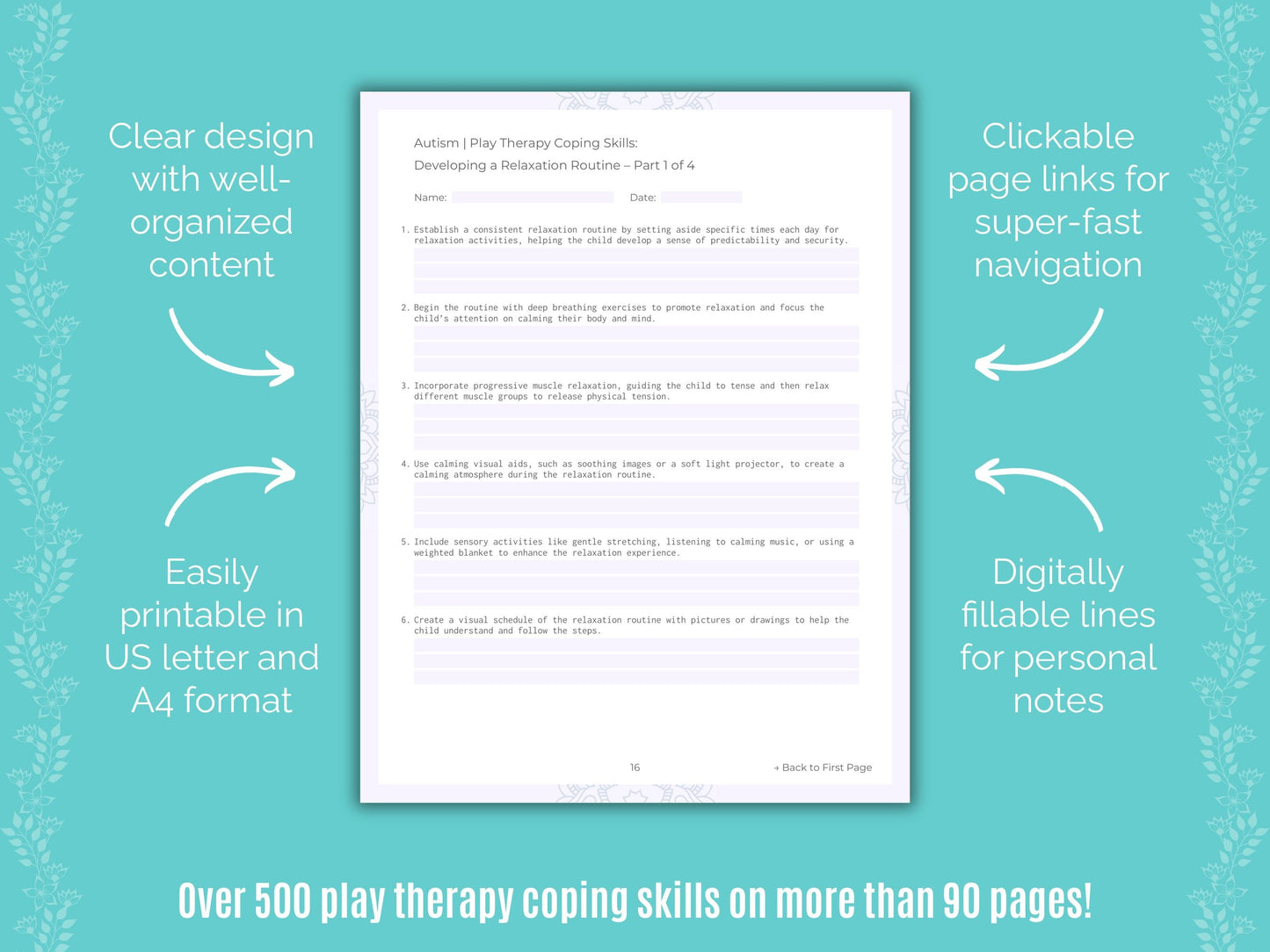 Autism Spectrum Disorder Play Therapy Counseling Templates