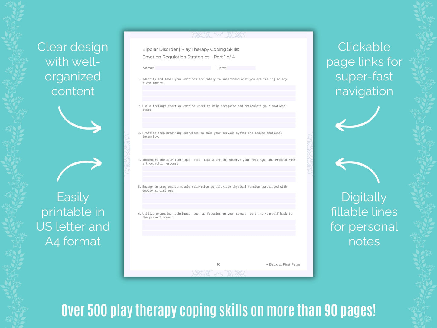 Bipolar Disorder Play Therapy Counseling Templates