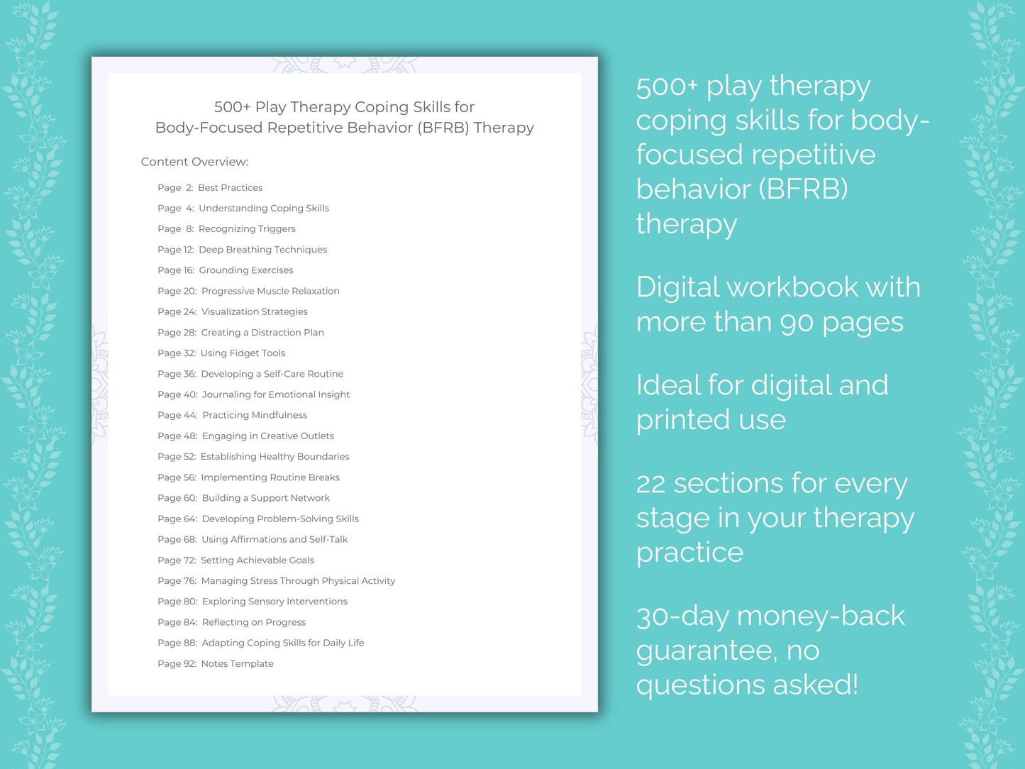 Body-Focused Repetitive Behavior (BFRB) Play Therapy Therapist Worksheets