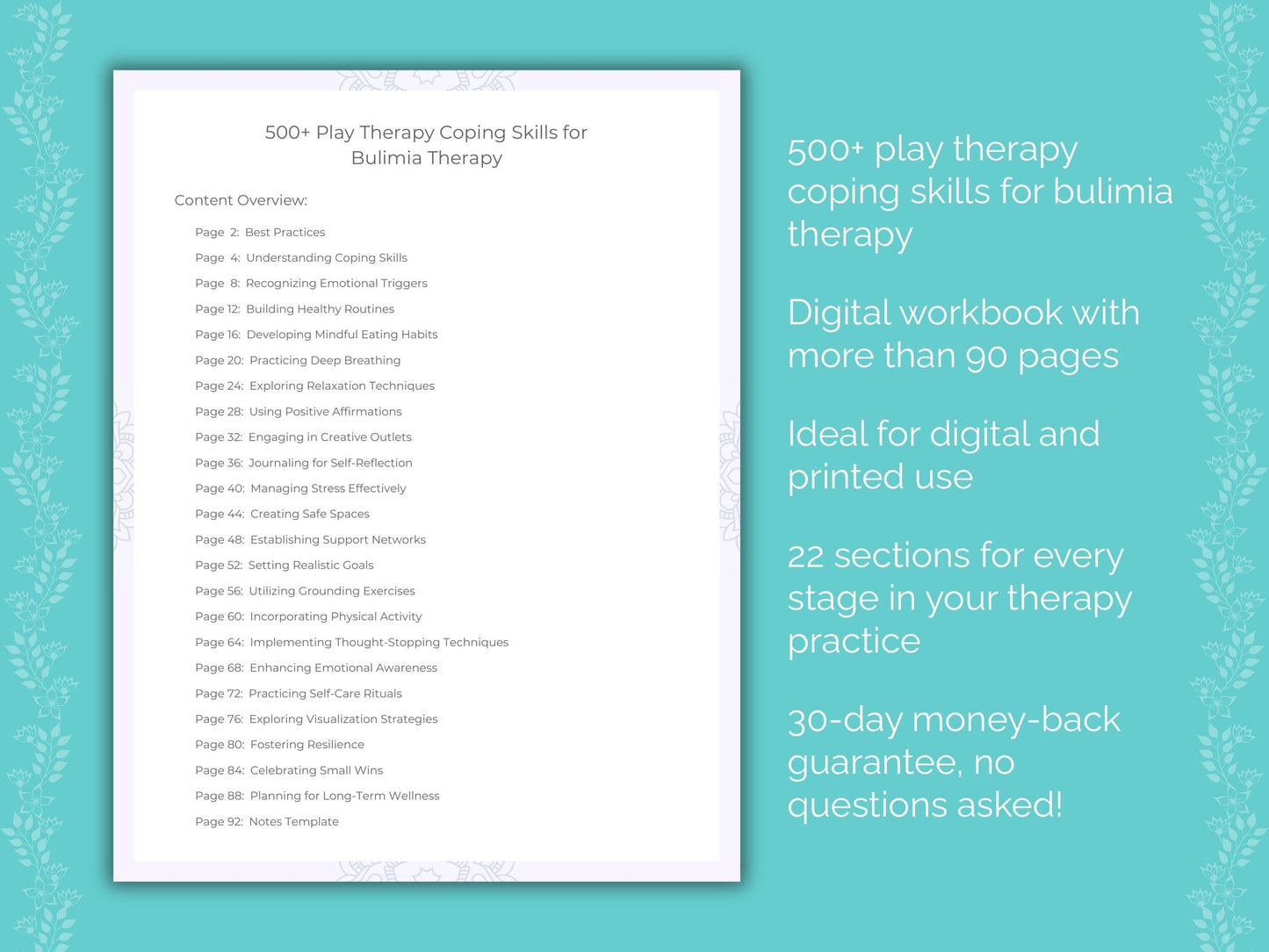 Bulimia Play Therapy Therapist Worksheets