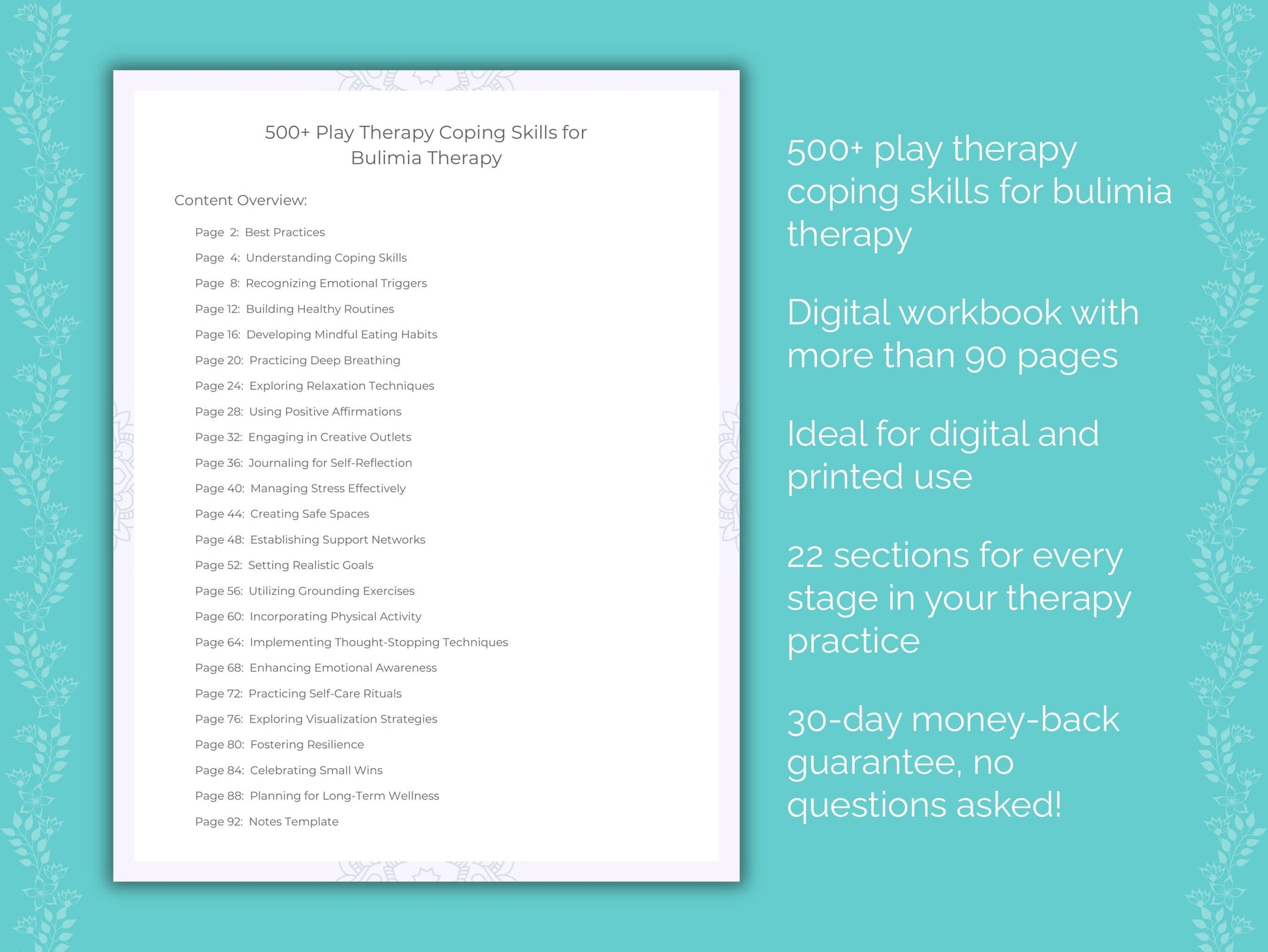 Bulimia Play Therapy Therapist Worksheets