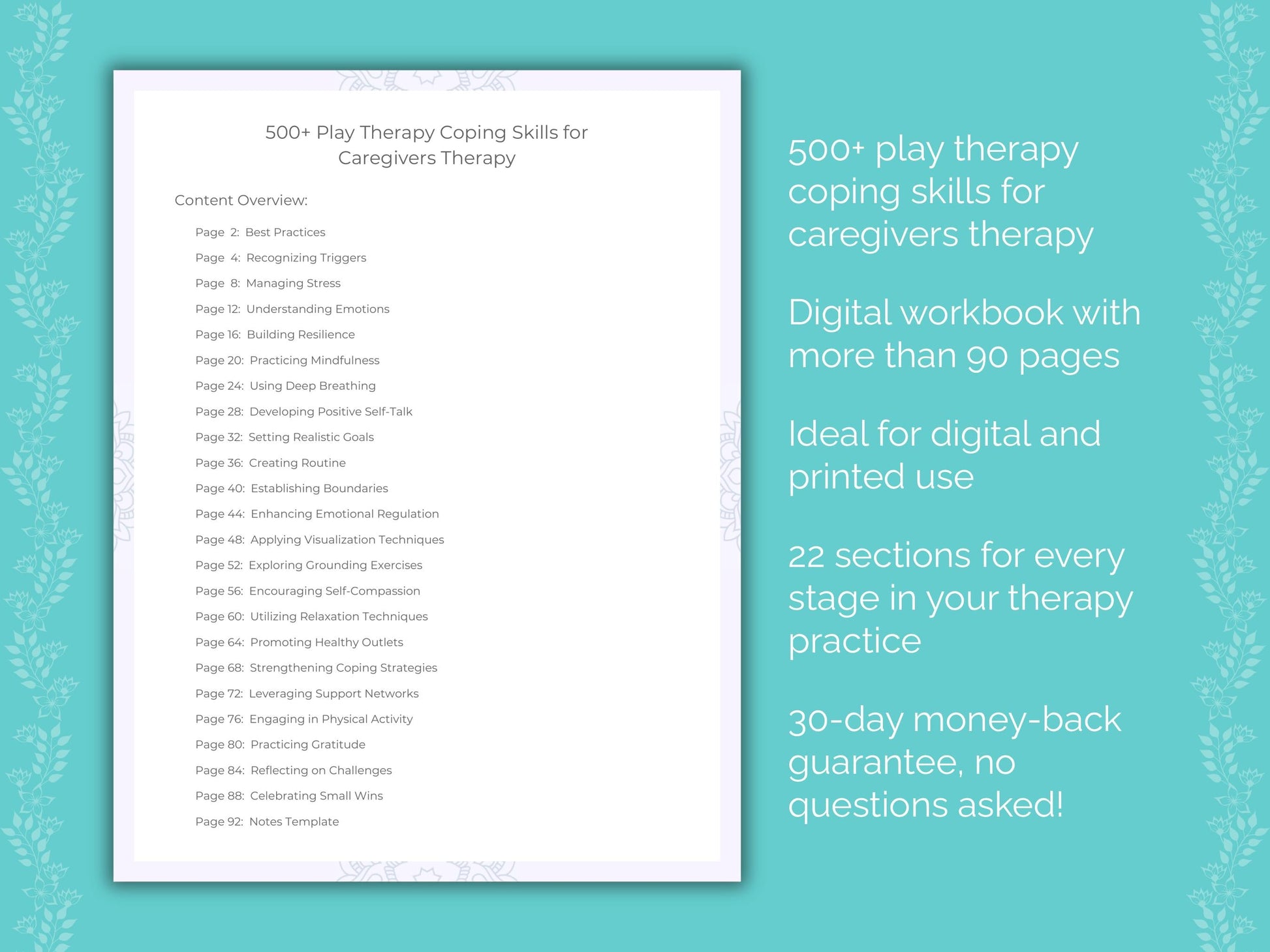 Caregivers Play Therapy Therapist Worksheets