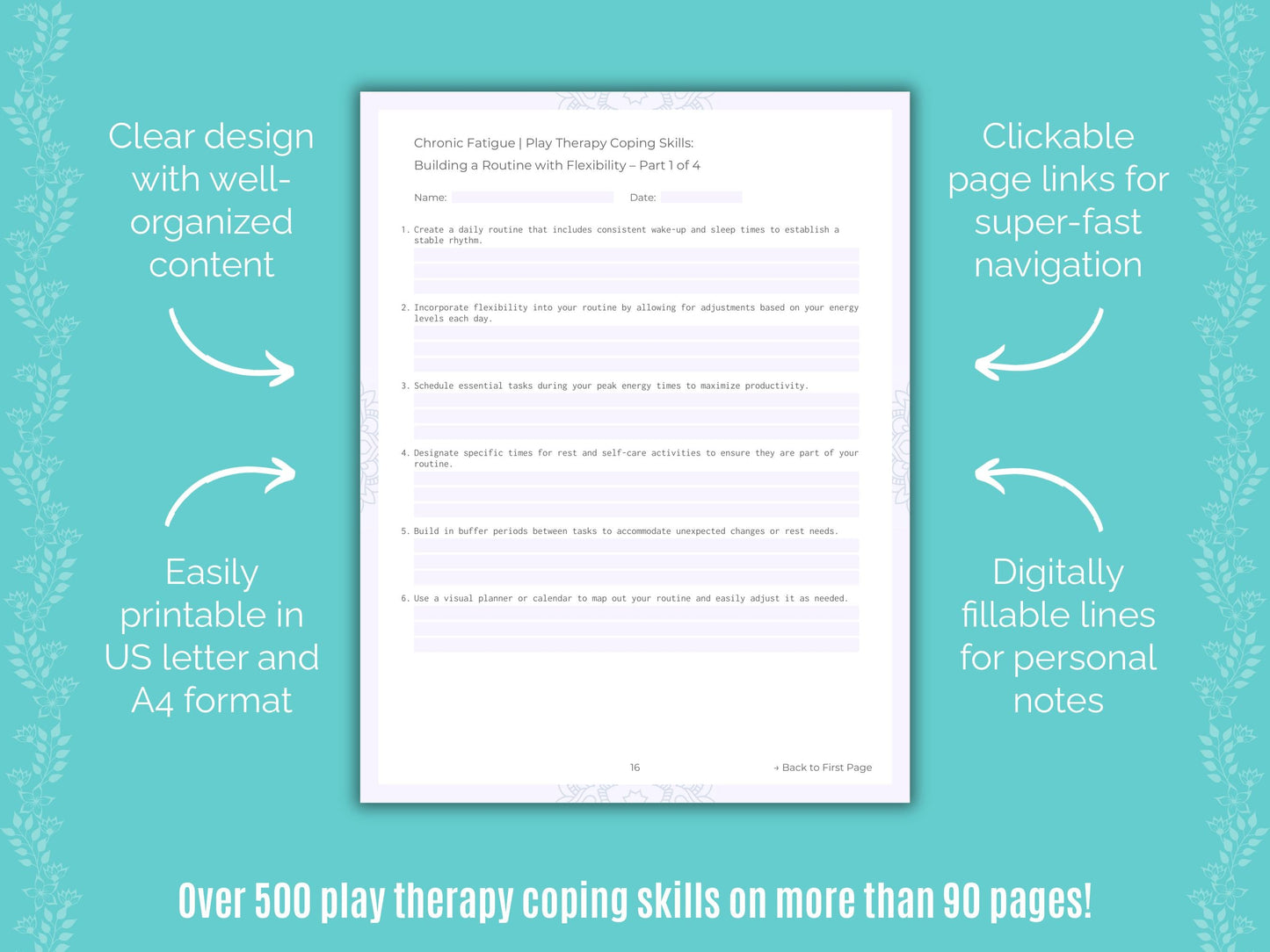 Chronic Fatigue Play Therapy Counseling Templates