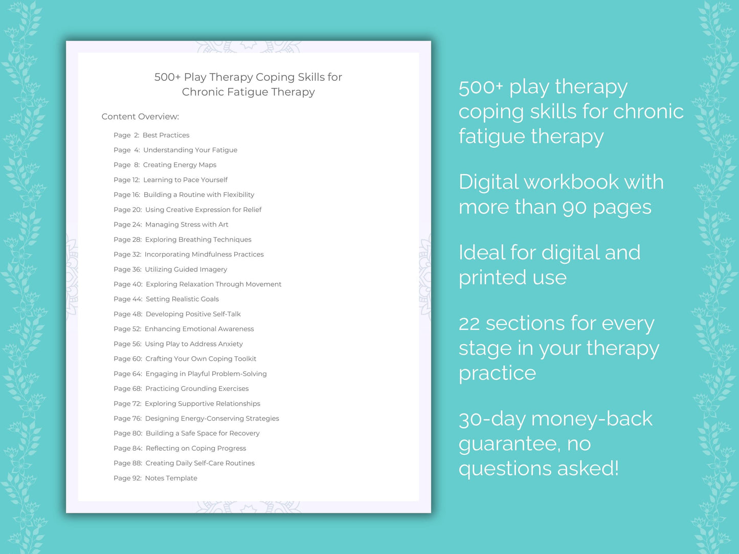 Chronic Fatigue Play Therapy Therapist Worksheets