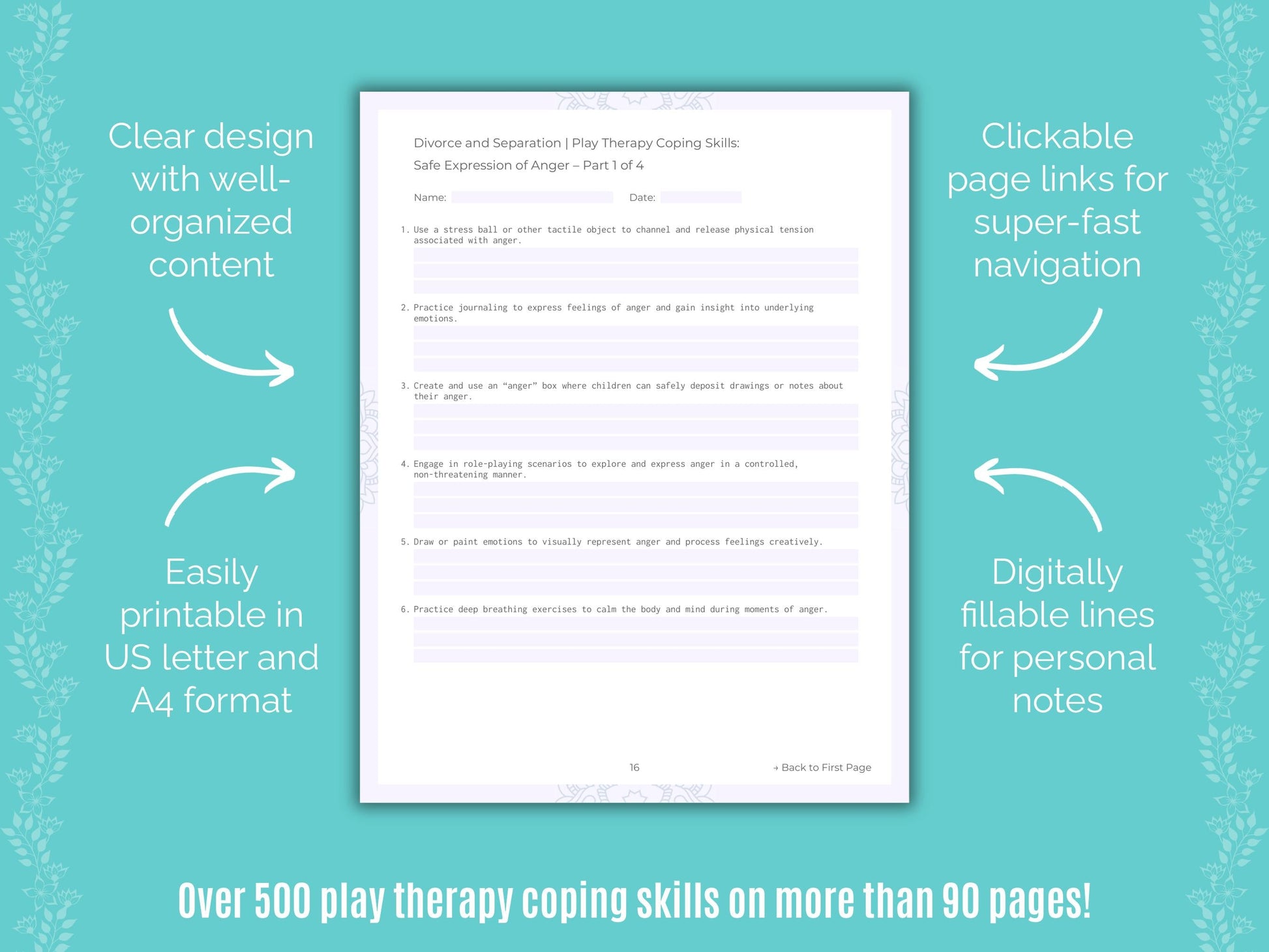 Divorce and Separation Play Therapy Counseling Templates