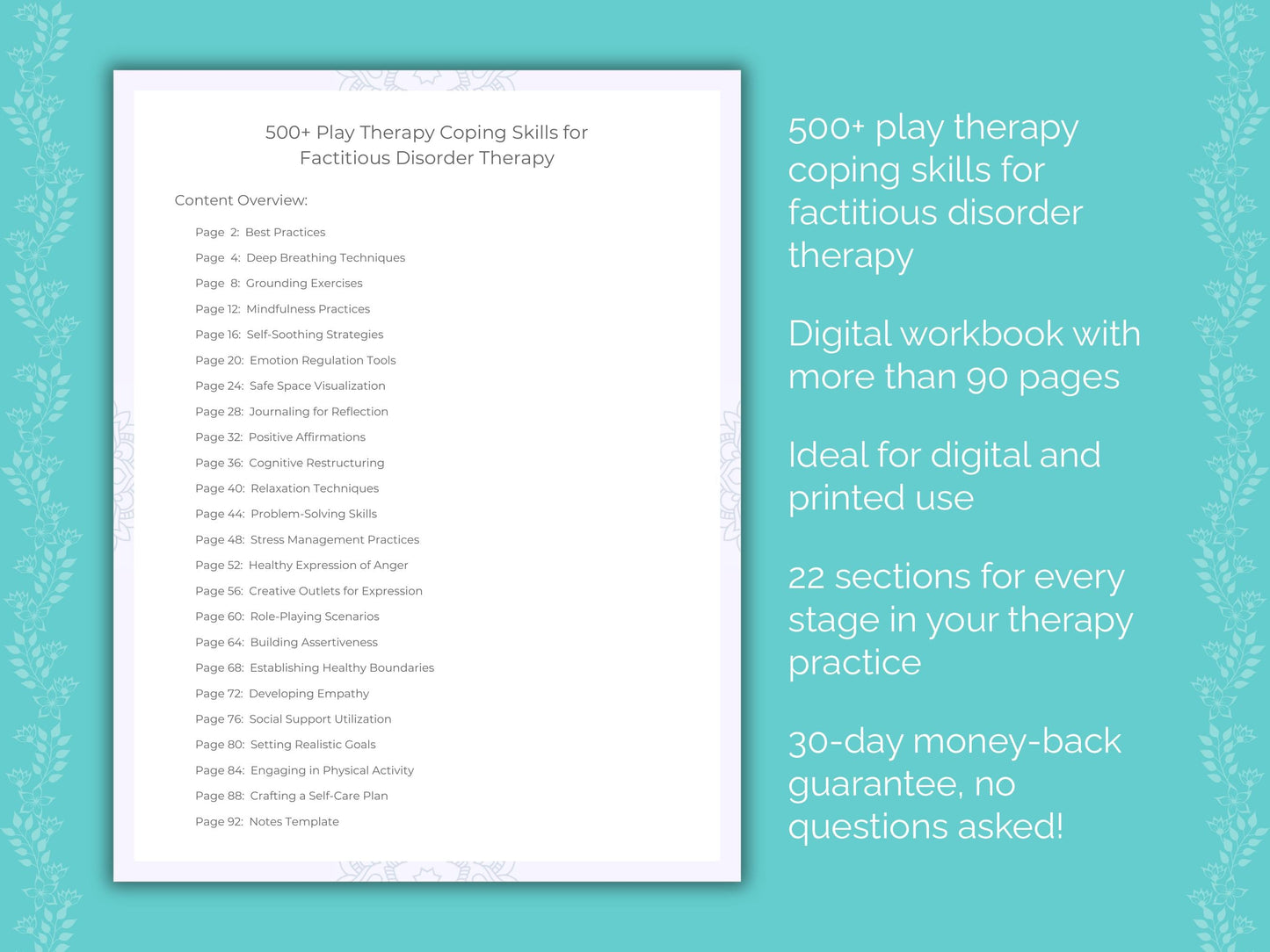 Factitious Disorder Play Therapy Therapist Worksheets