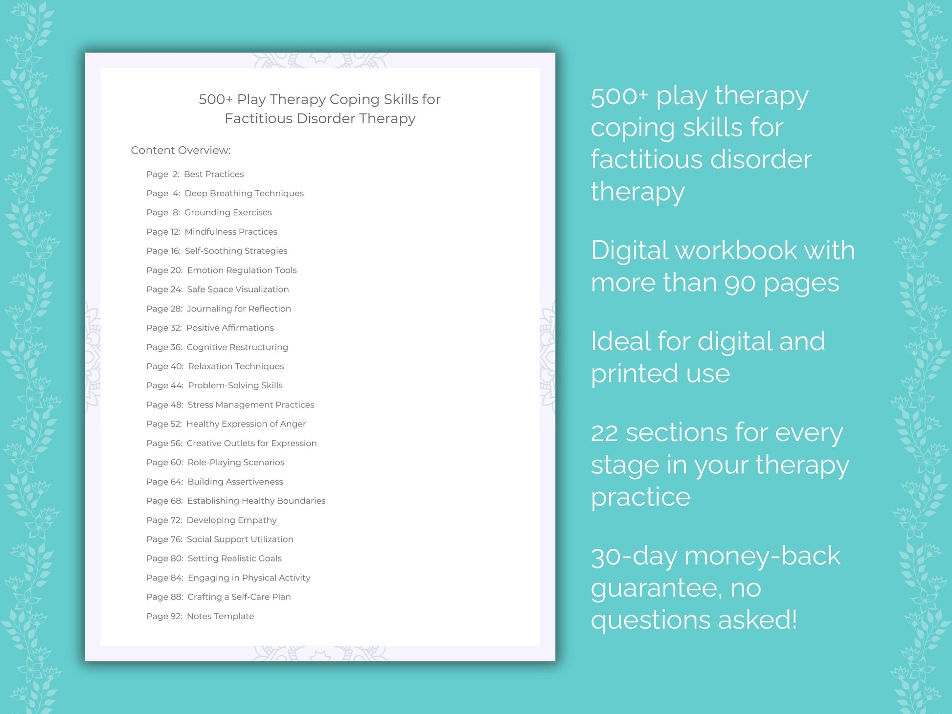 Factitious Disorder Play Therapy Therapist Worksheets