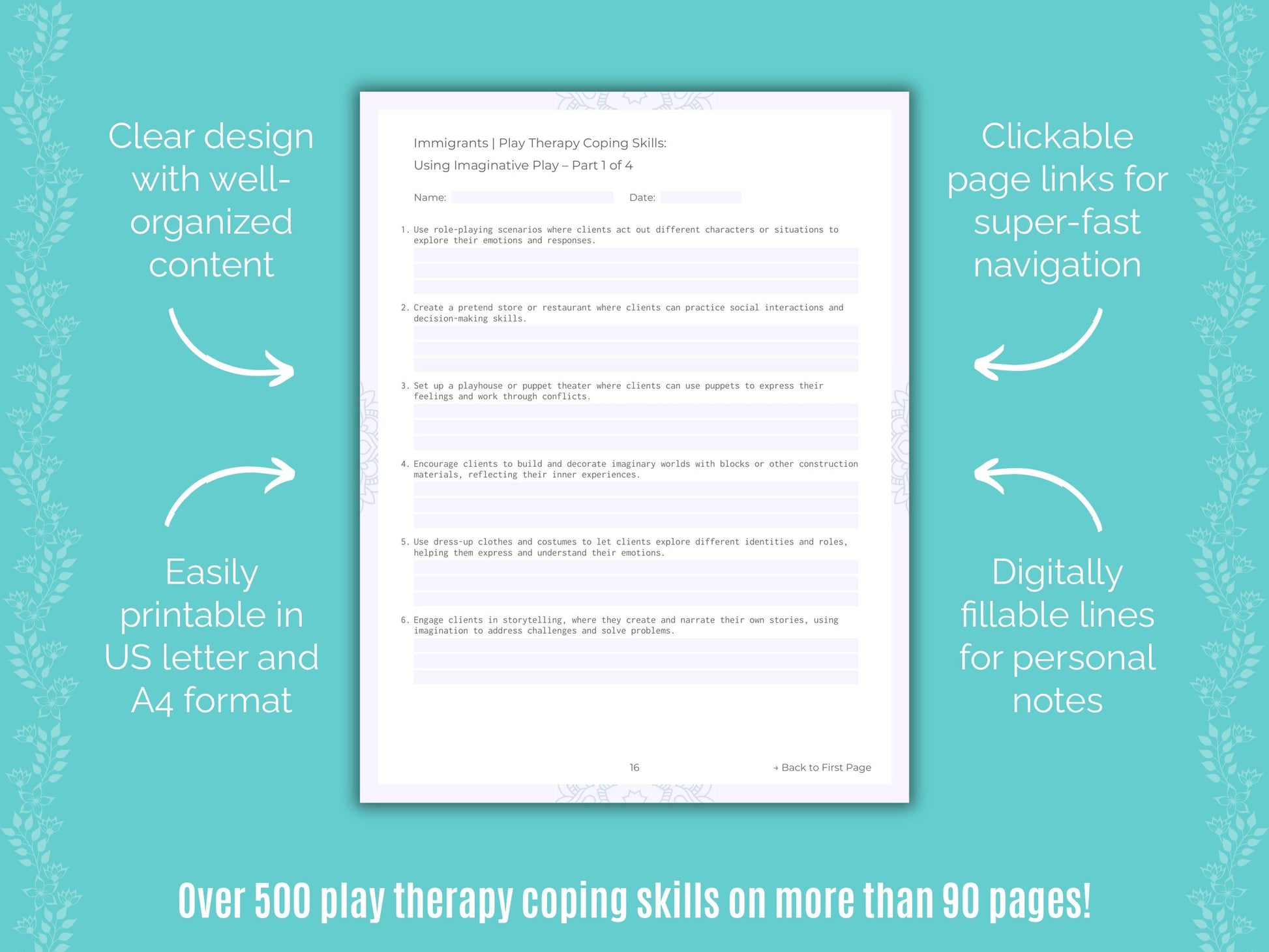 Immigrants Play Therapy Counseling Templates