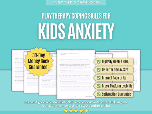 Kids Anxiety Play Therapy Psychology Workbooks