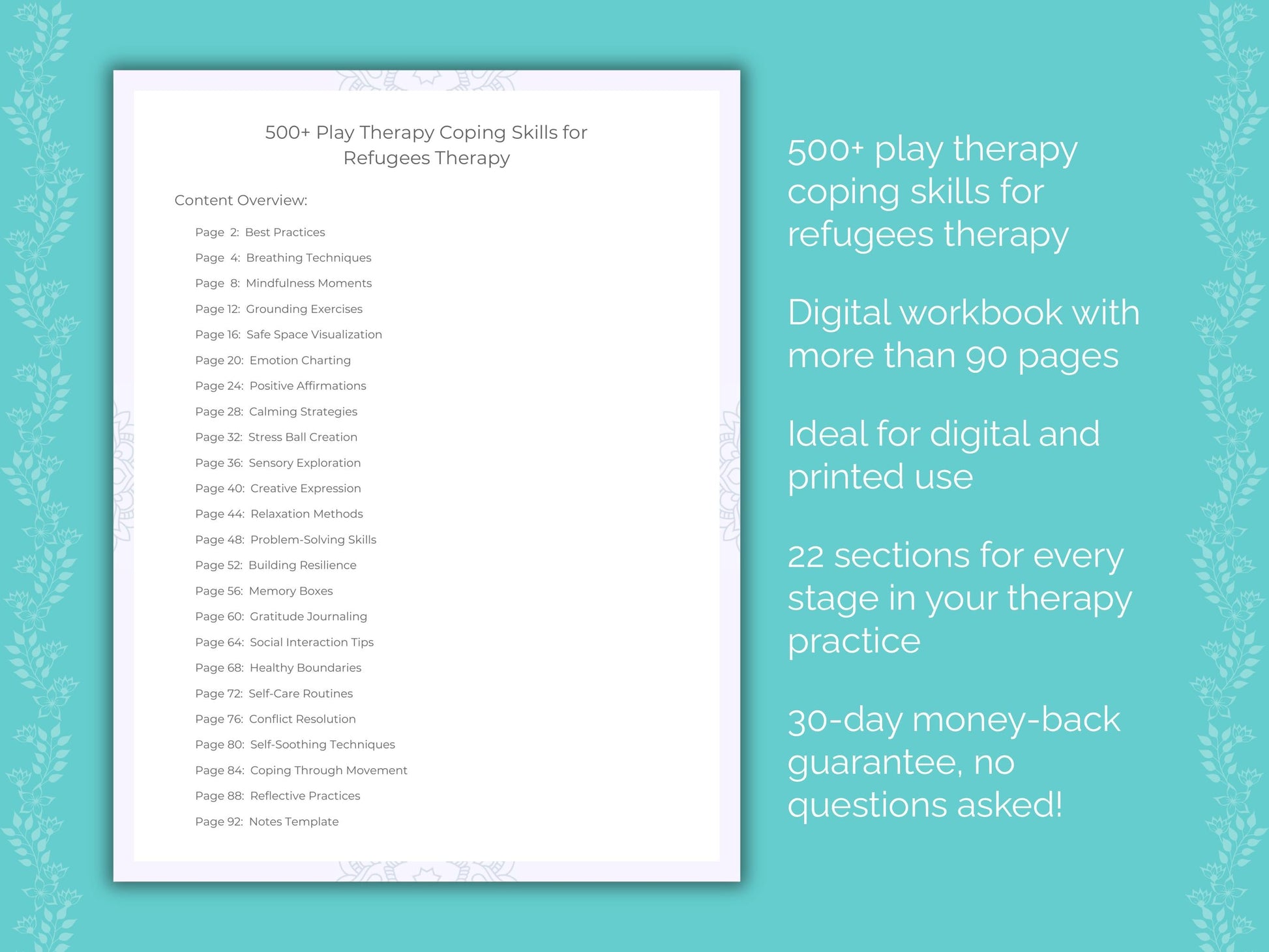 Refugees Play Therapy Therapist Worksheets