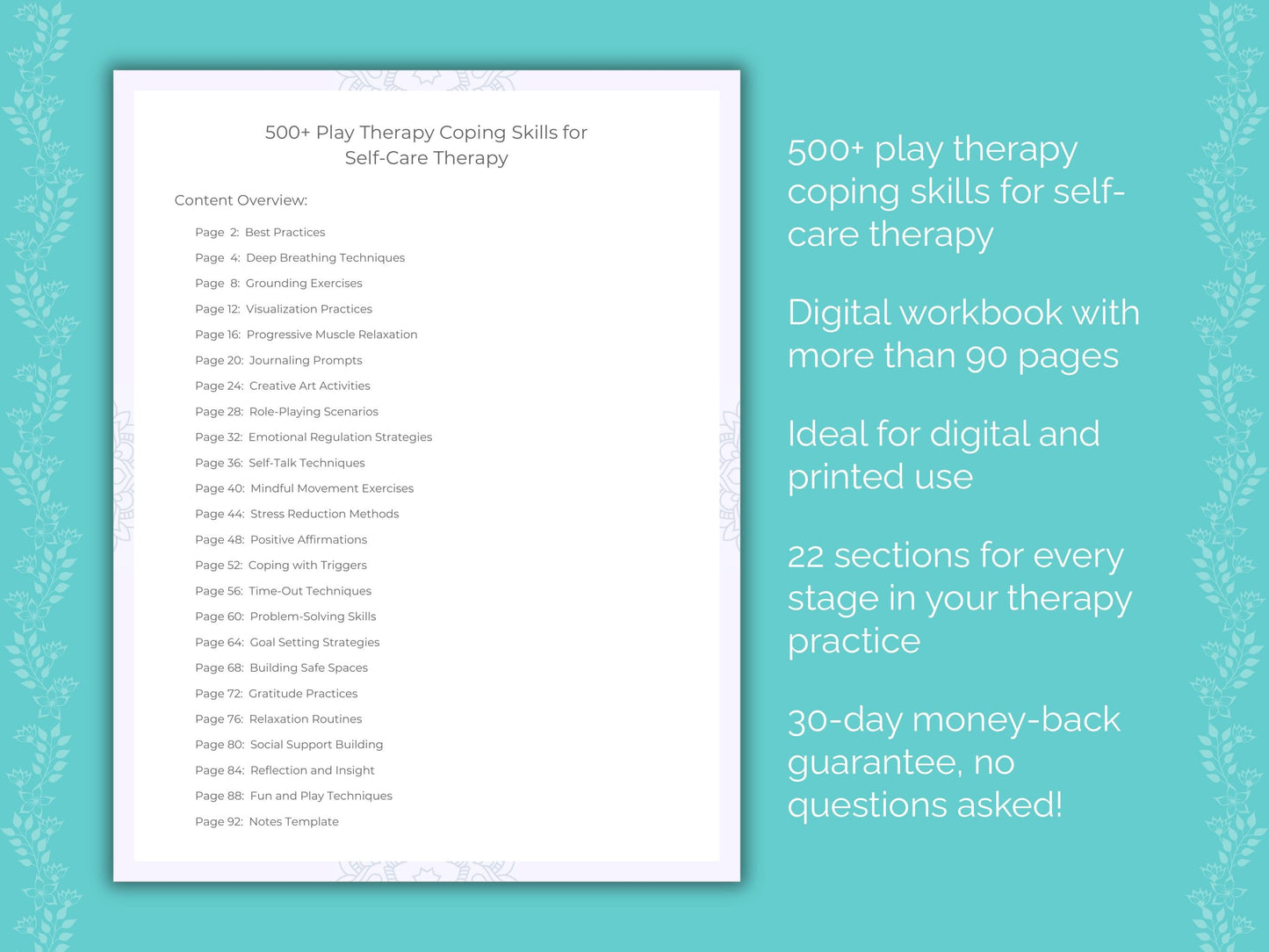 Self-Care Play Therapy Therapist Worksheets