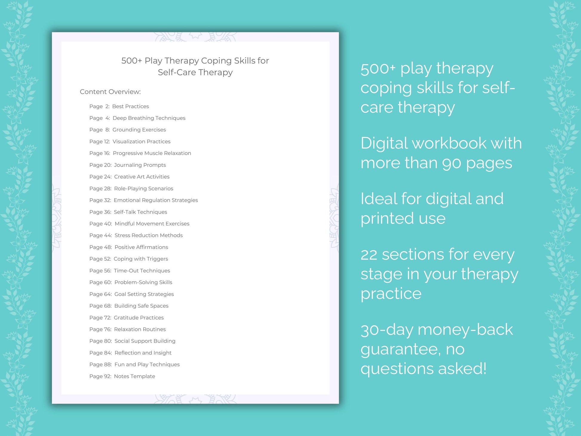 Self-Care Play Therapy Therapist Worksheets