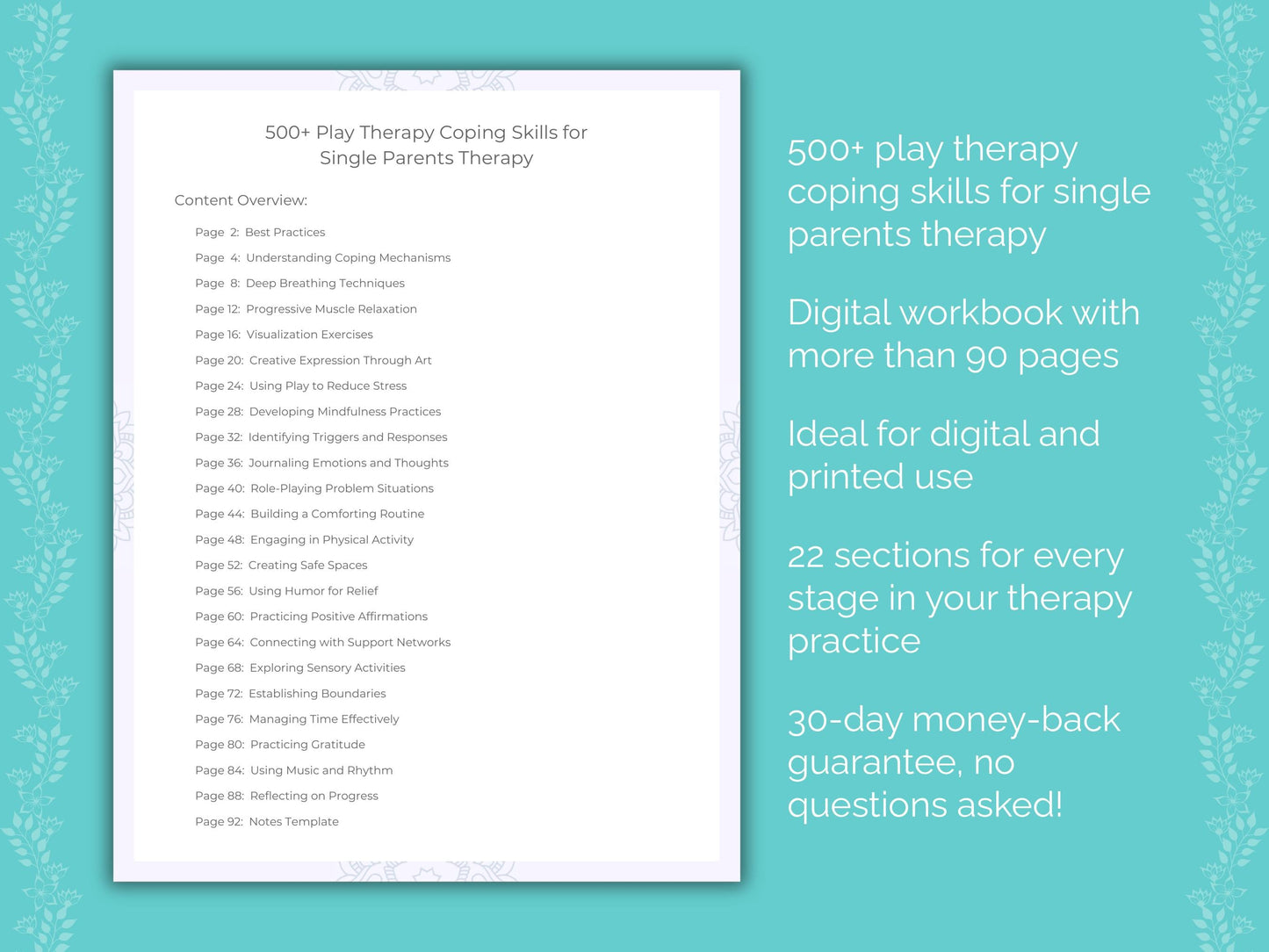 Single Parents Play Therapy Therapist Worksheets