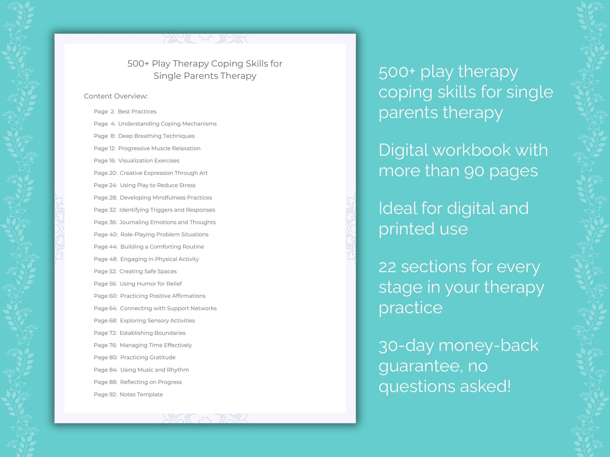 Single Parents Play Therapy Therapist Worksheets