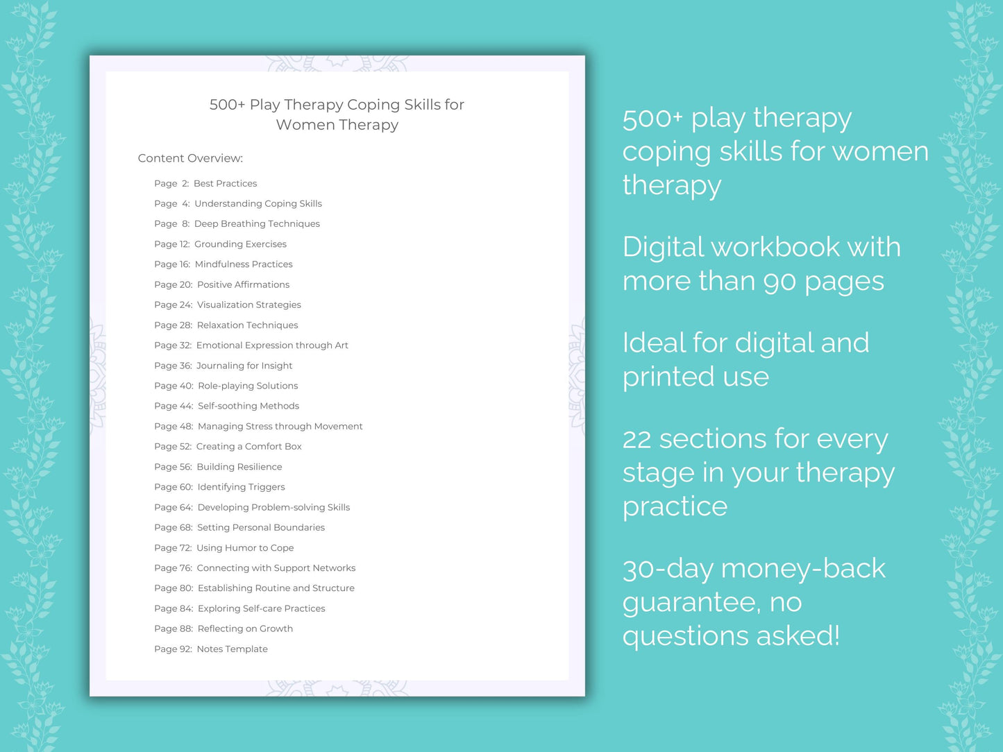 Women Play Therapy Therapist Worksheets