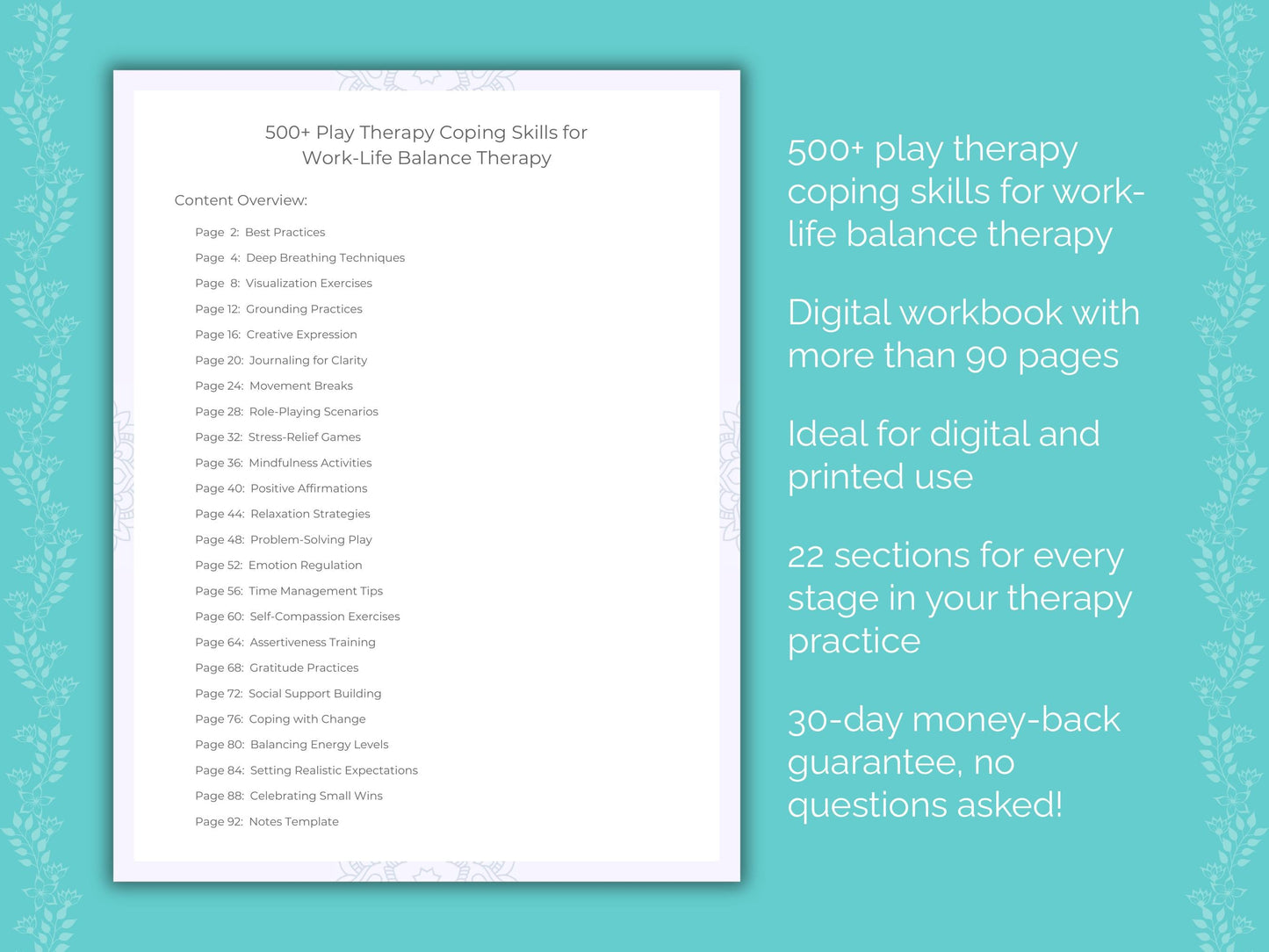 Work-Life Balance Play Therapy Therapist Worksheets