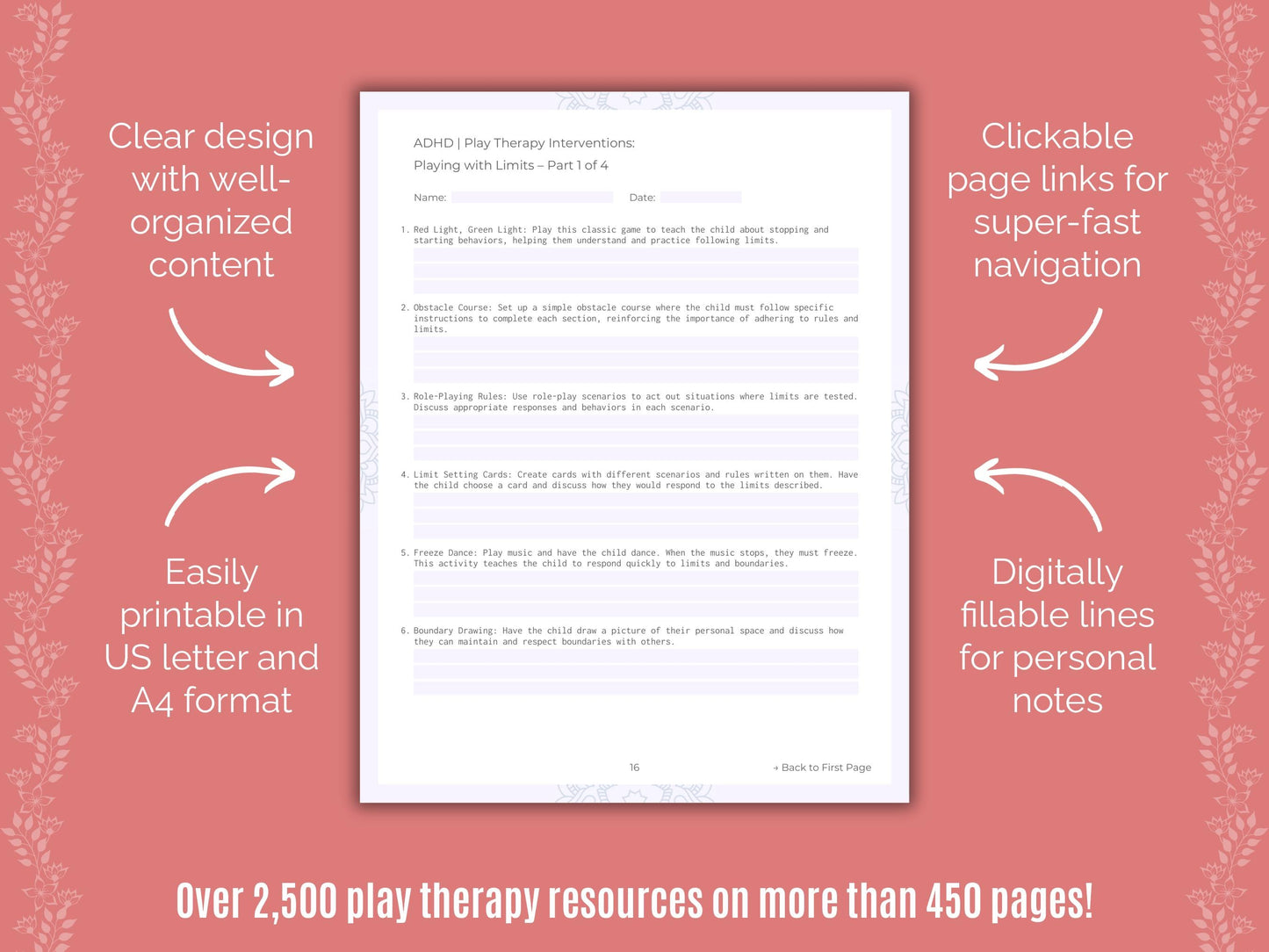 ADHD Play Therapy Counseling Templates