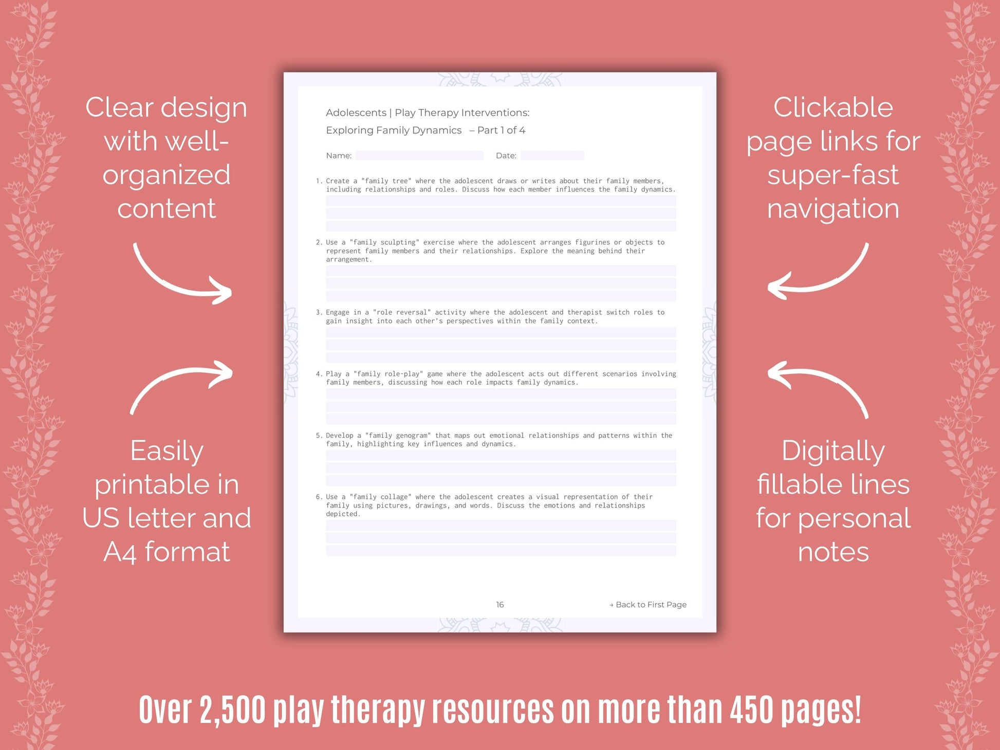 Adolescents Play Therapy Counseling Templates