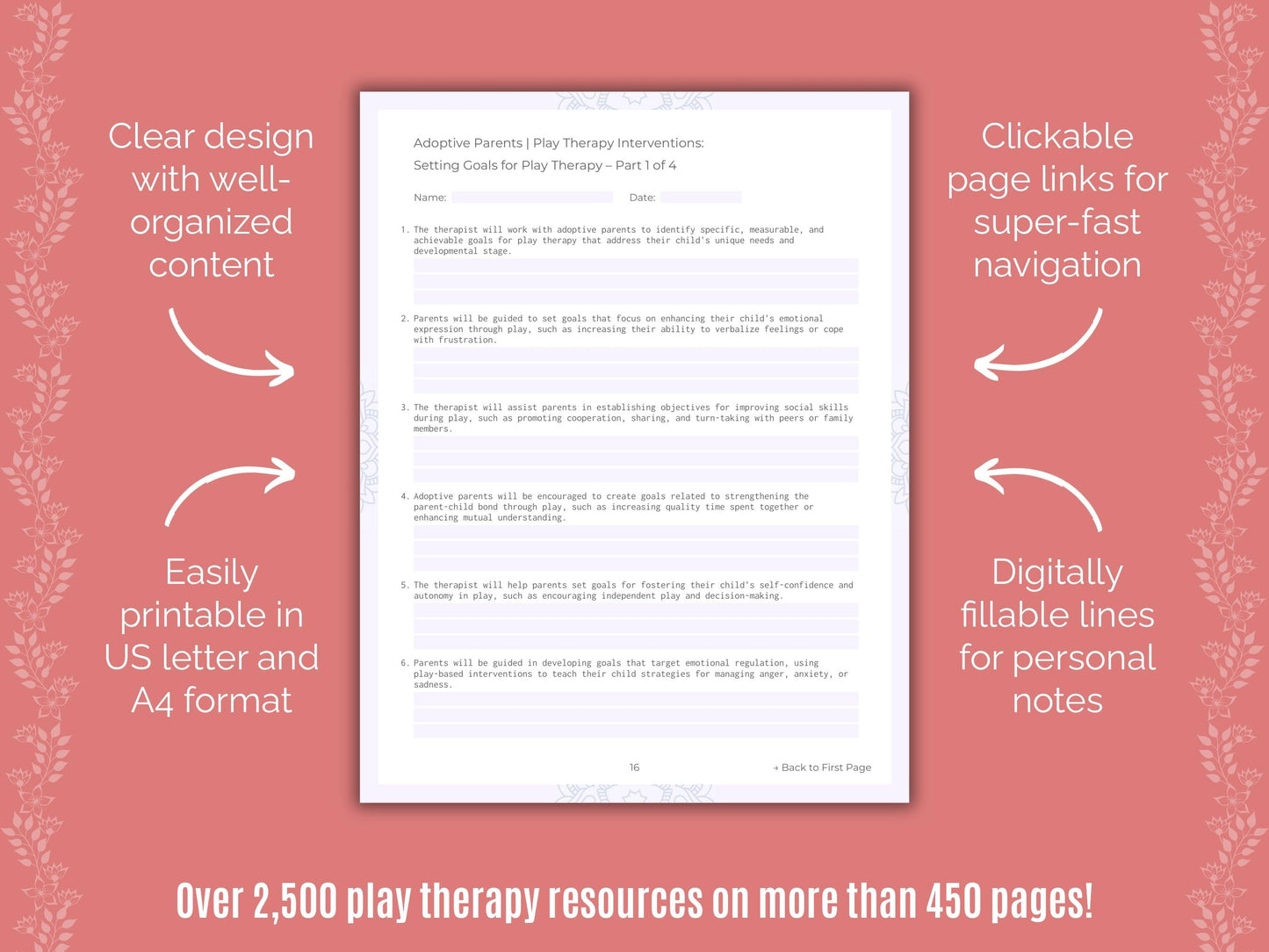 Adoptive Parents Play Therapy Counseling Templates