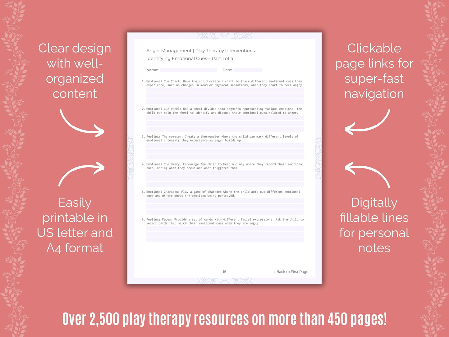 Anger Management Play Therapy Counseling Templates