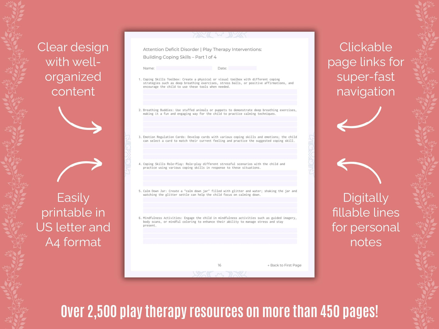 Attention Deficit Disorder (ADD) Play Therapy Counseling Templates