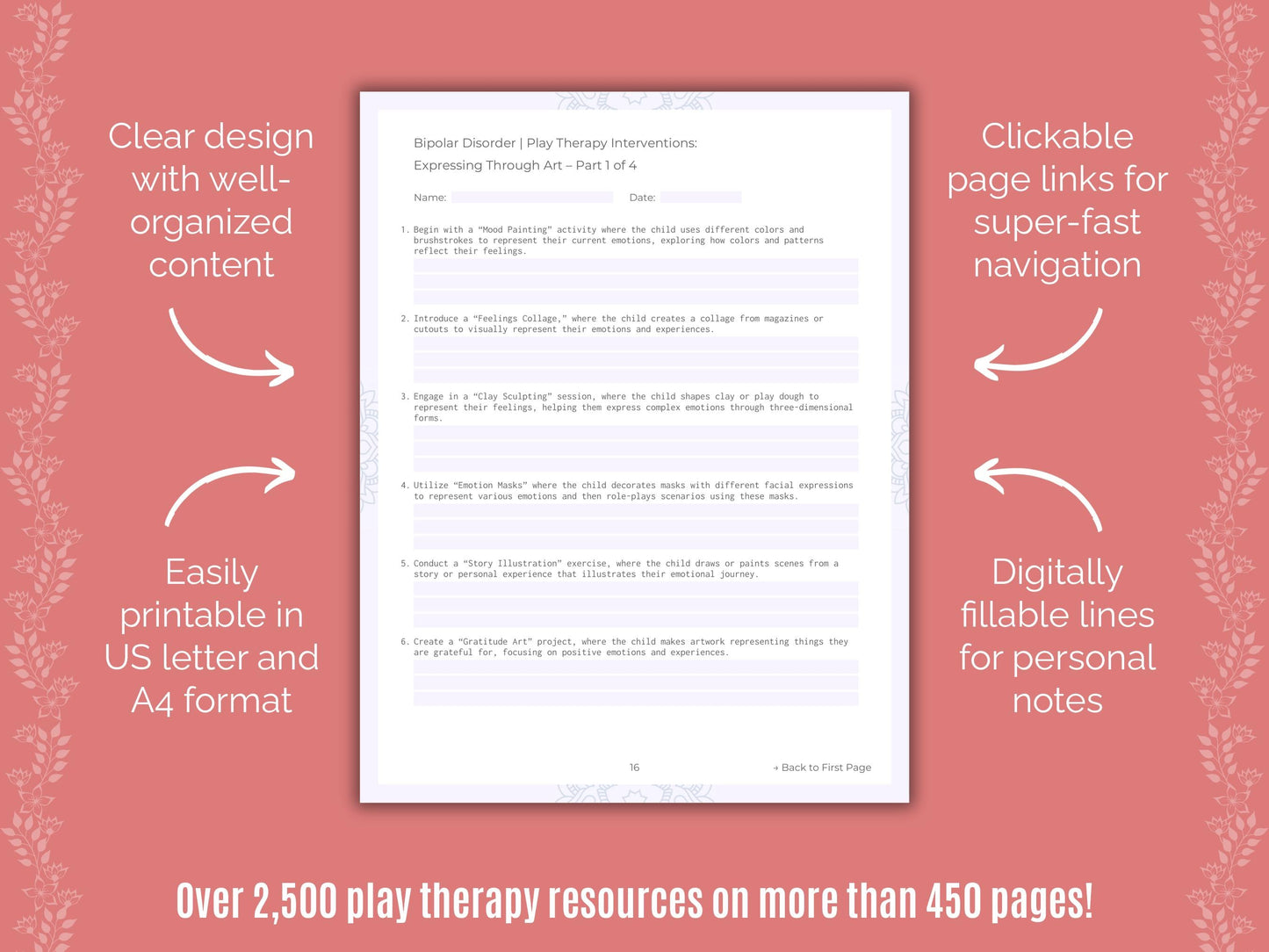 Bipolar Disorder Play Therapy Counseling Templates