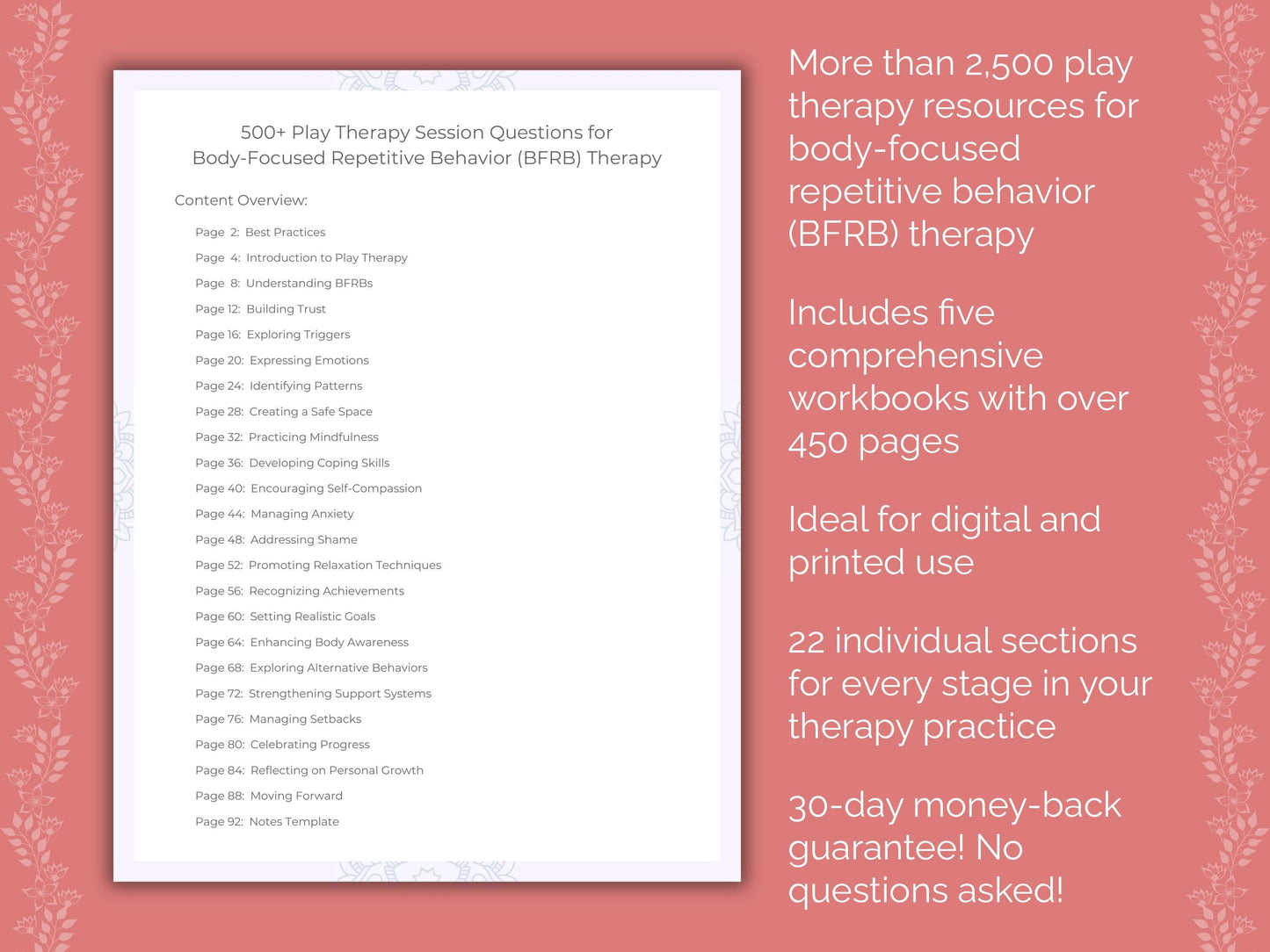 Body-Focused Repetitive Behavior (BFRB) Play Therapy Therapist Worksheets