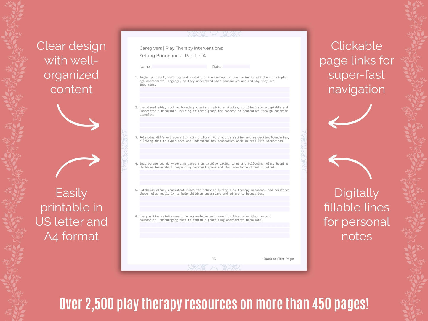 Caregivers Play Therapy Counseling Templates